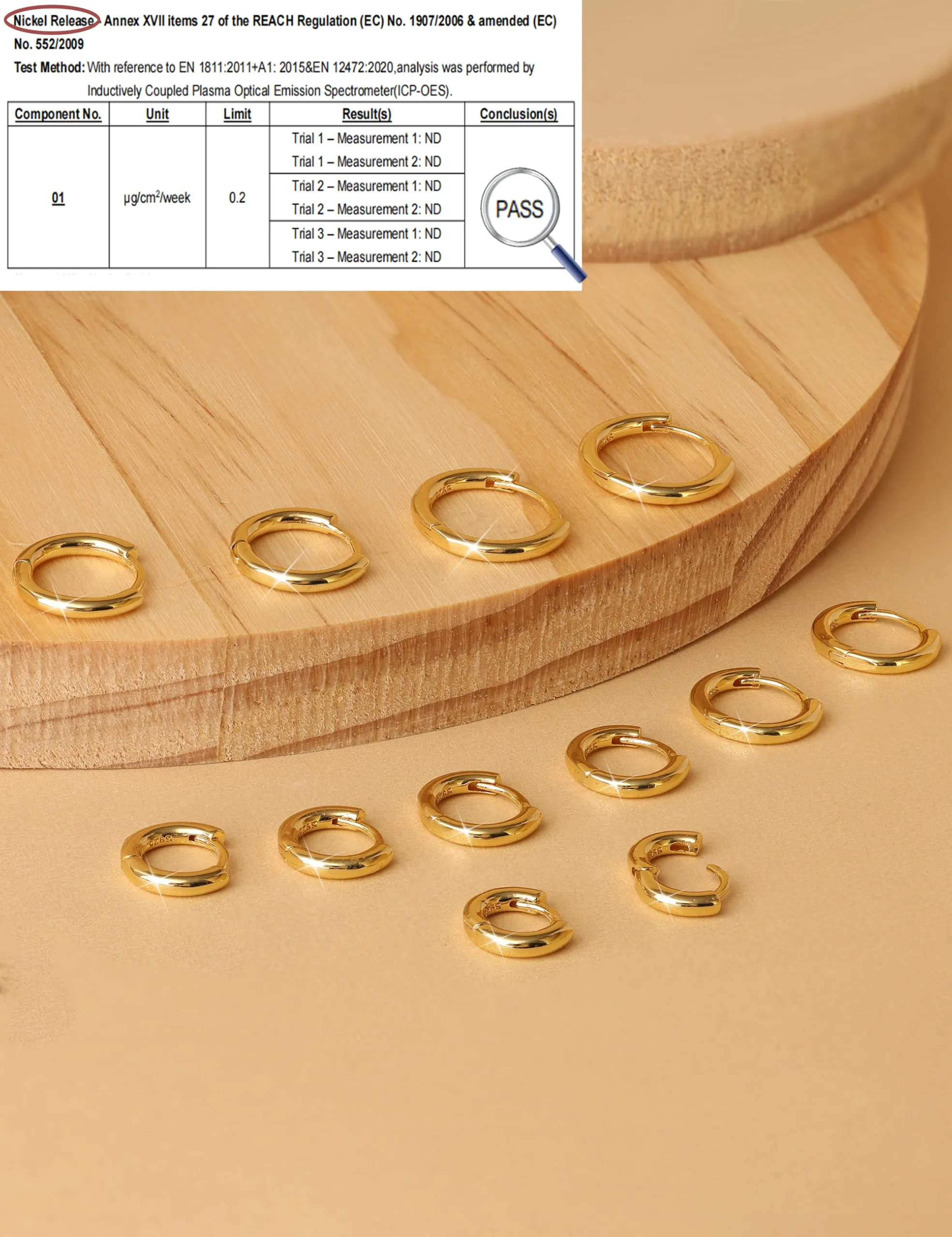 FANCH 6Paia Orecchini Cerchio Argento 925 per Donna Uomo Set Orecchini Cerchio Piccoli 14K Placcato Oro Ipoallergenico Cartilage Orecchino Daith Helix Piercing Orecchino 6/7/8/9/10/12mm Oro - immagine 6