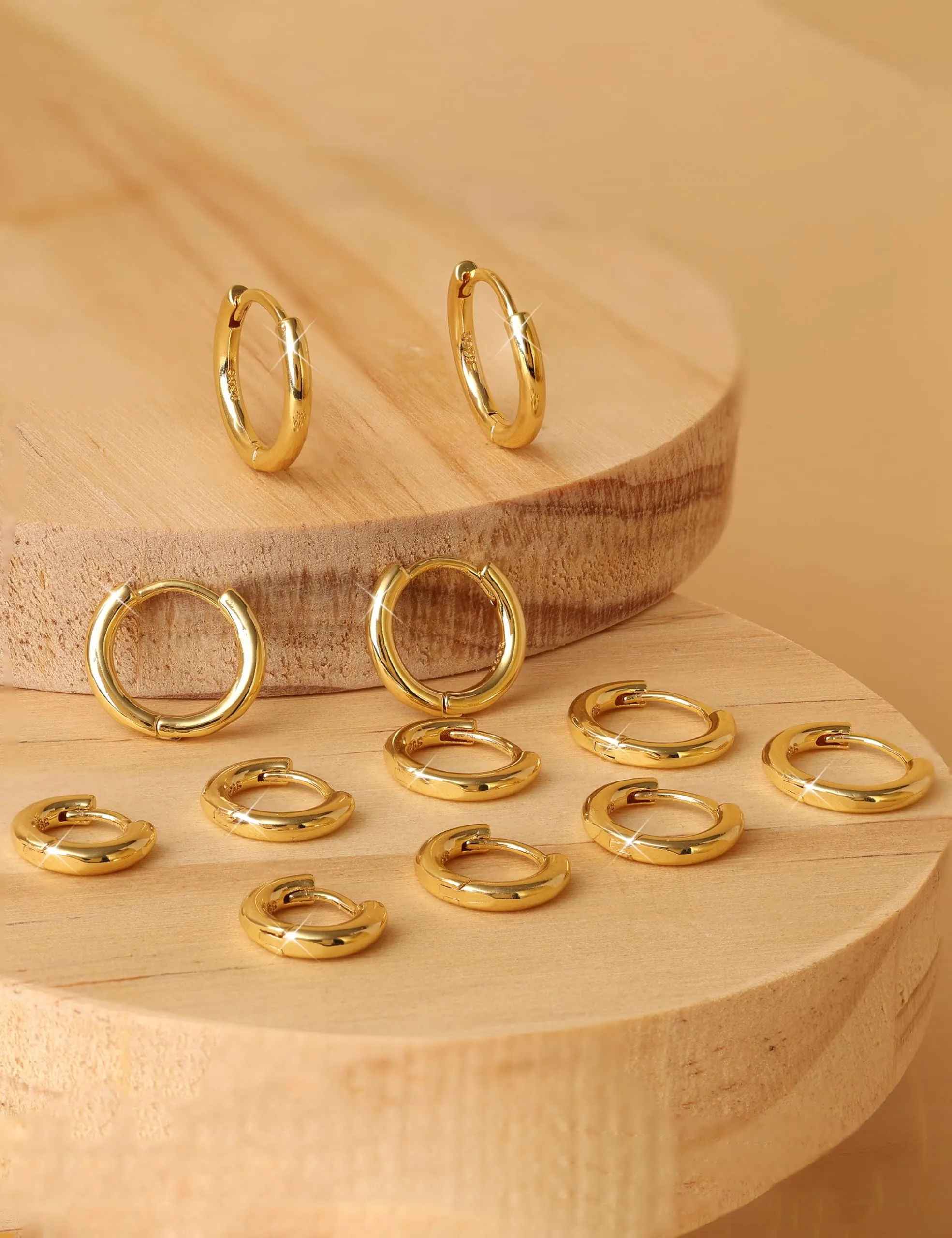 FANCH 6Paia Orecchini Cerchio Argento 925 per Donna Uomo Set Orecchini Cerchio Piccoli 14K Placcato Oro Ipoallergenico Cartilage Orecchino Daith Helix Piercing Orecchino 6/7/8/9/10/12mm Oro - immagine 7