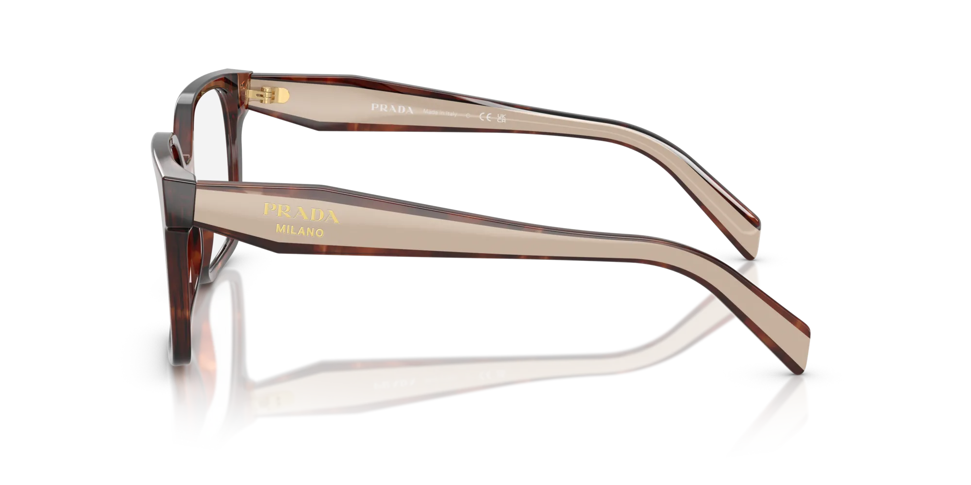 Prada PR B03V 07R1O1 Montature da vista Acetato Marrone Squadrata Normale - immagine 4