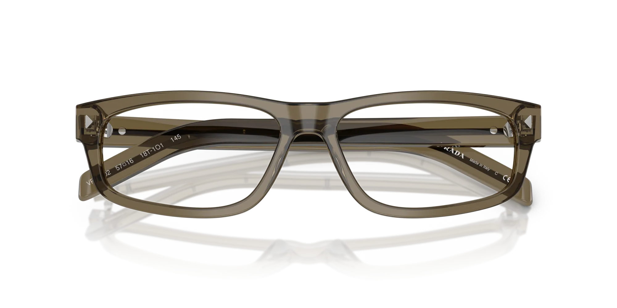 Prada PR B02V 18T1O1 Montature da vista Acetato Marrone Squadrata Normale - immagine 2