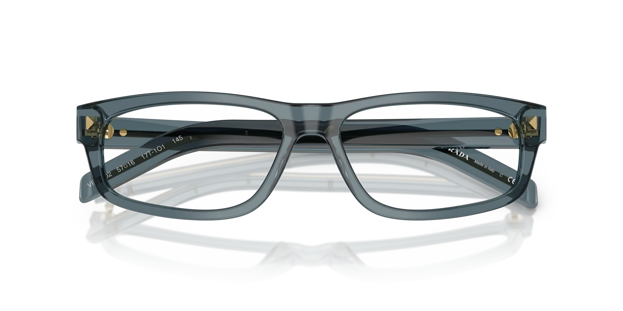 Prada PR B02V 17T1O1 Montature da vista Acetato Oro Squadrata Normale - immagine 2