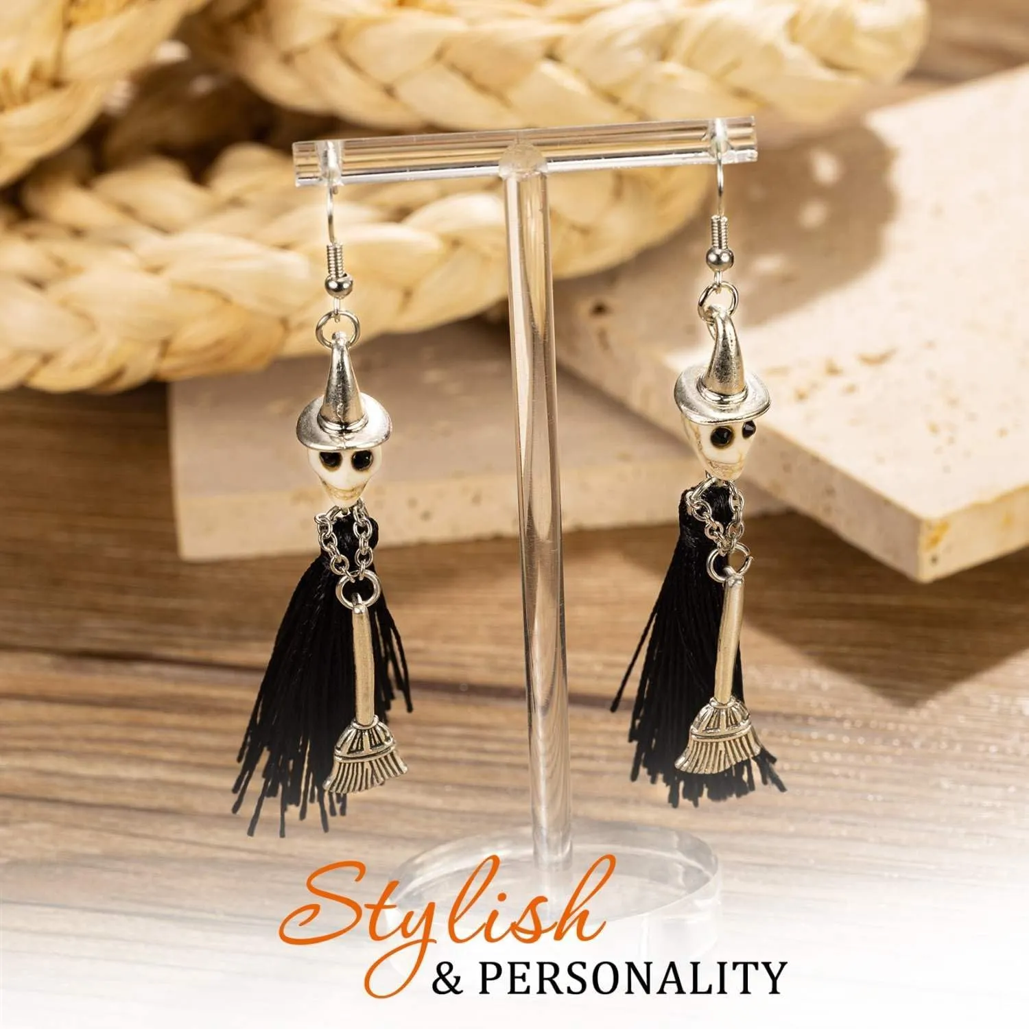 Orecchini Teschio, 1 Paio Orecchini Scheletro di Halloween, Earrings Gotici Donna, Earrings Vintage Pendenti per Ragazze e Donne, Accessori Halloween, Regalo Compleanno (Scheletro) - immagine 2
