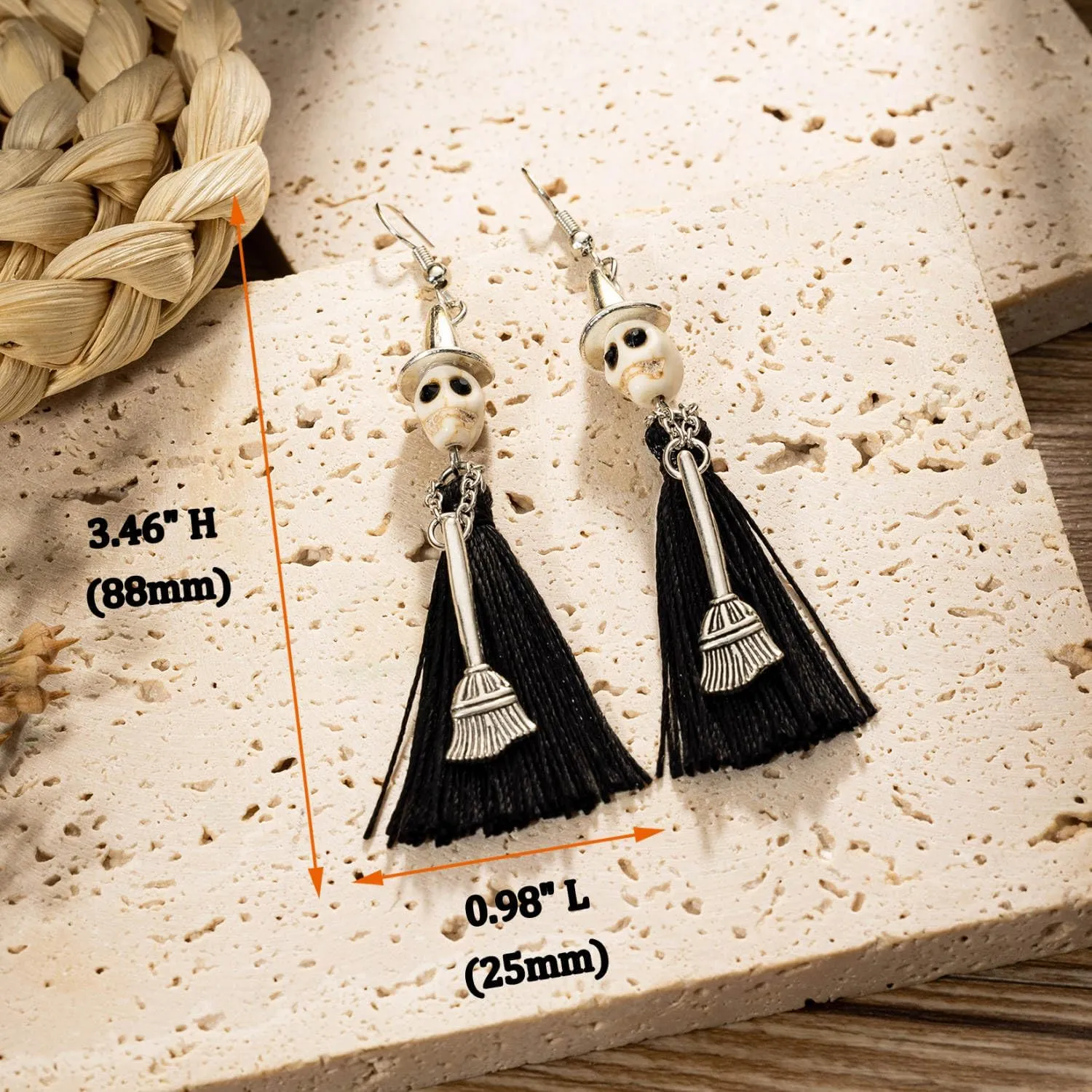 Orecchini Teschio, 1 Paio Orecchini Scheletro di Halloween, Earrings Gotici Donna, Earrings Vintage Pendenti per Ragazze e Donne, Accessori Halloween, Regalo Compleanno (Scheletro) - immagine 3