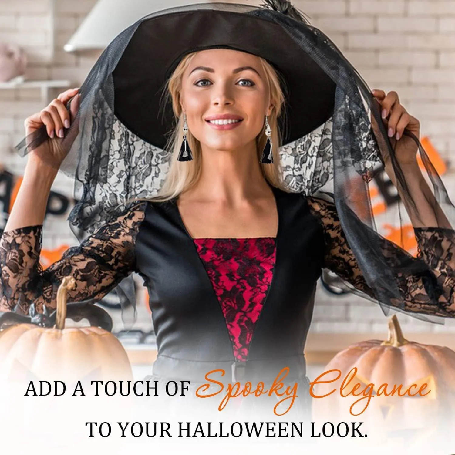 Orecchini Teschio, 1 Paio Orecchini Scheletro di Halloween, Earrings Gotici Donna, Earrings Vintage Pendenti per Ragazze e Donne, Accessori Halloween, Regalo Compleanno (Scheletro) - immagine 5