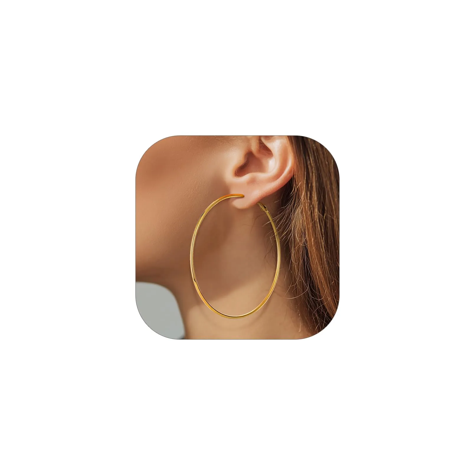 GoldChic Orecchini Cerchio Grande 80mm Oro in Acciaio Inox - immagine 1