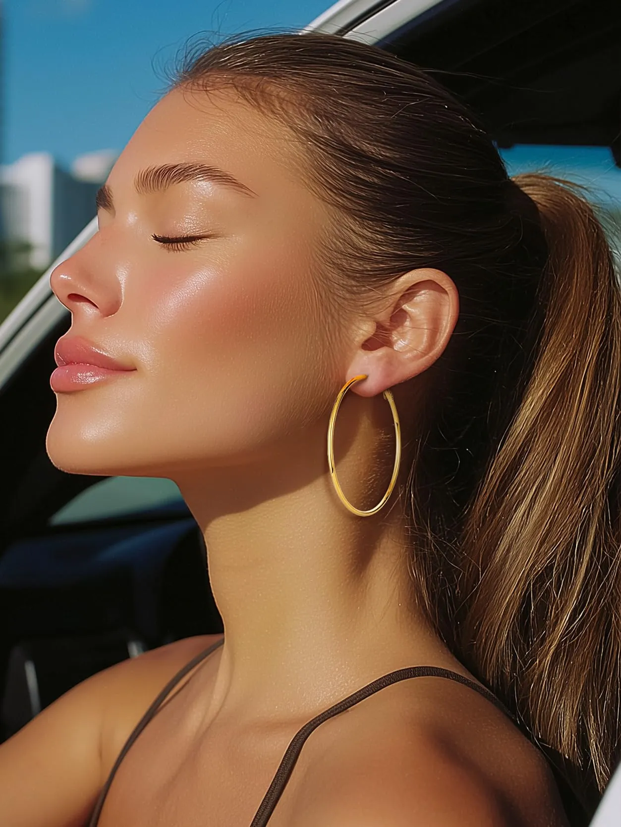 GoldChic Orecchini Cerchio Grande 60mm Oro in Acciaio Inox - immagine 2