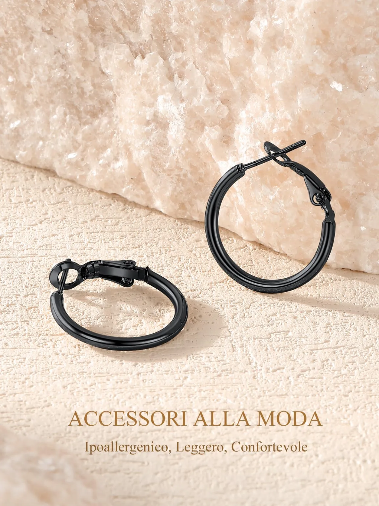 GoldChic Orecchini Cerchio 20mm Nero in Acciaio Inox - immagine 4