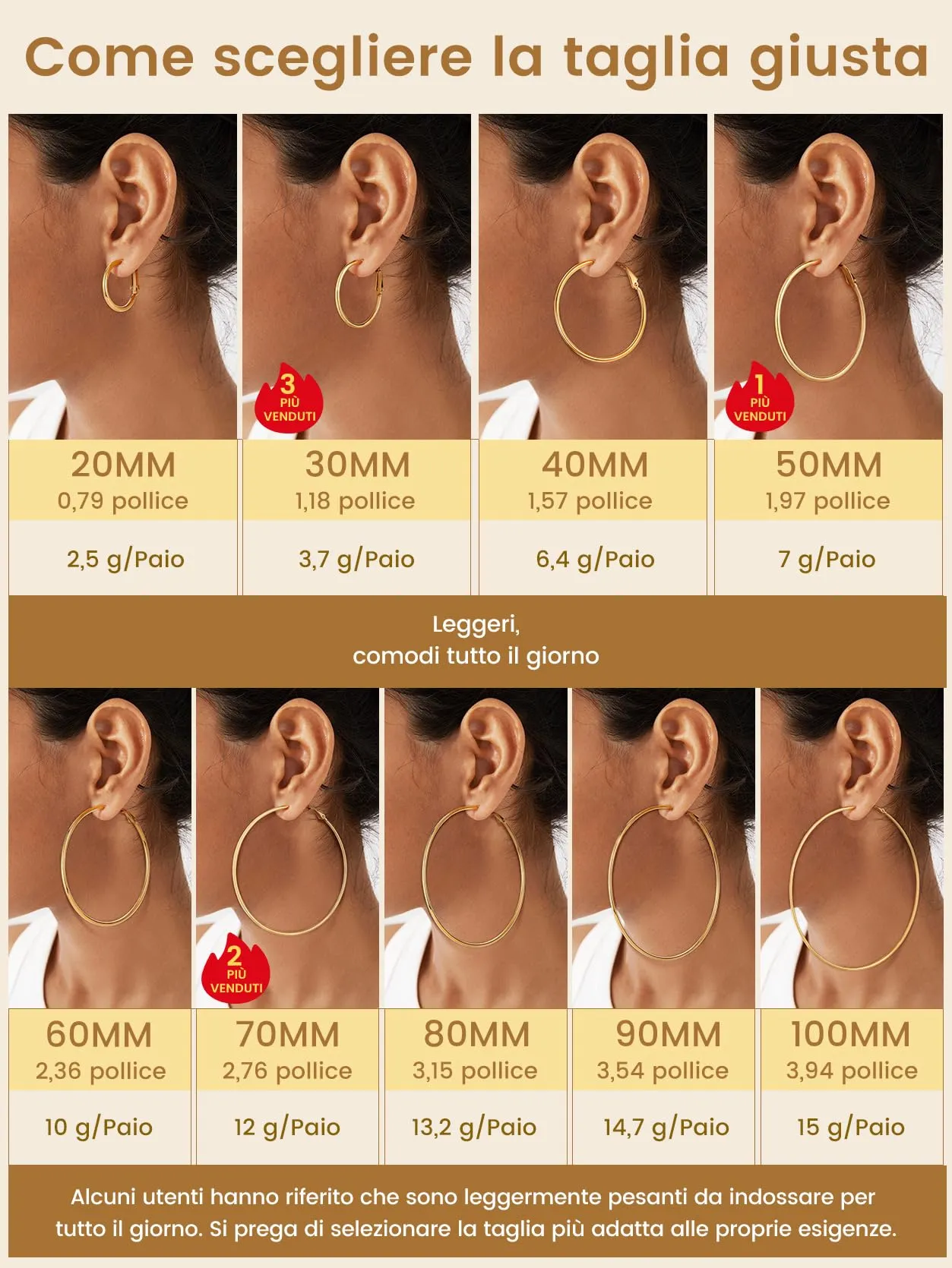 GoldChic Orecchini Cerchio 20mm Oro in Acciaio Inox - immagine 4