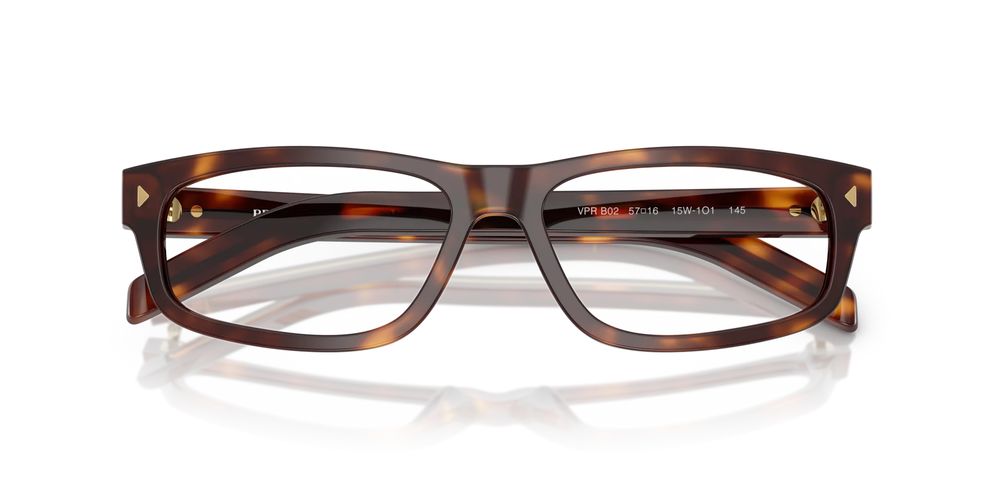Prada PR B02V 15W1O1 Montature da vista Acetato Tartaruga Squadrata Normale - immagine 2