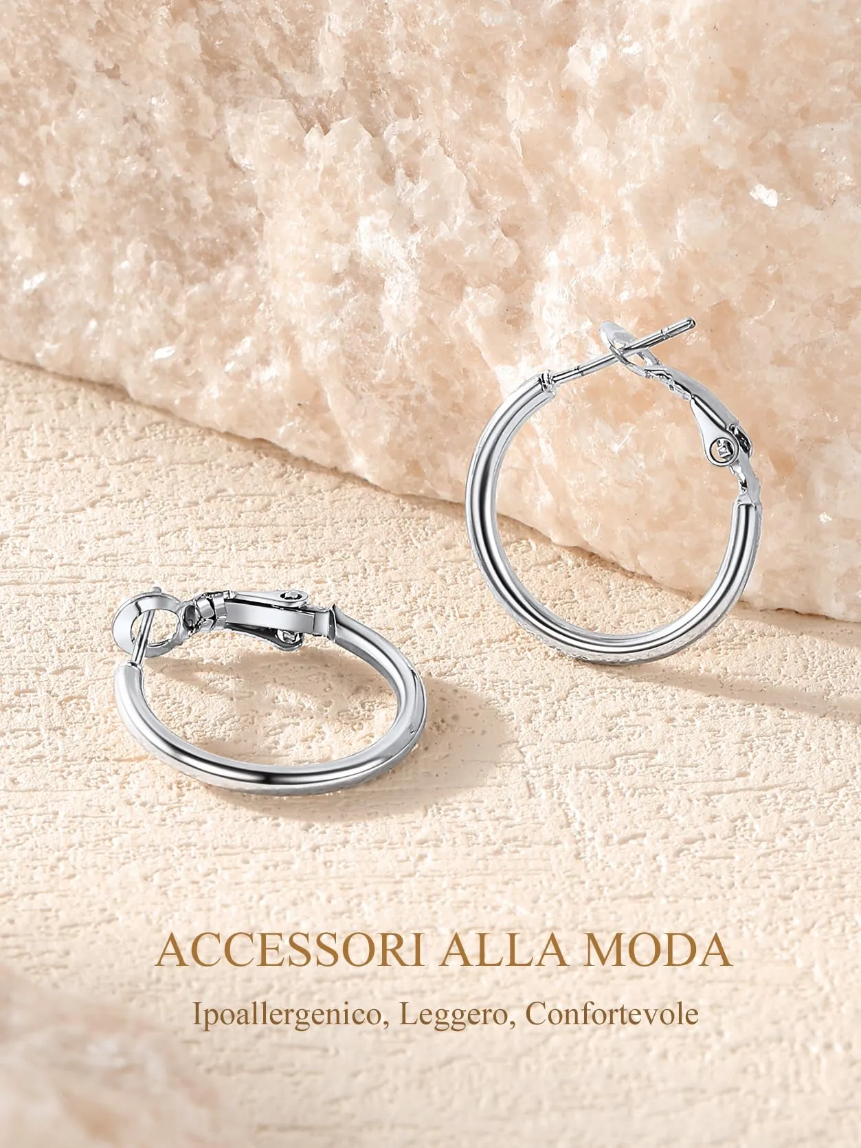 GoldChic Orecchini Cerchio 20mm Argento in Acciaio Inox - immagine 7