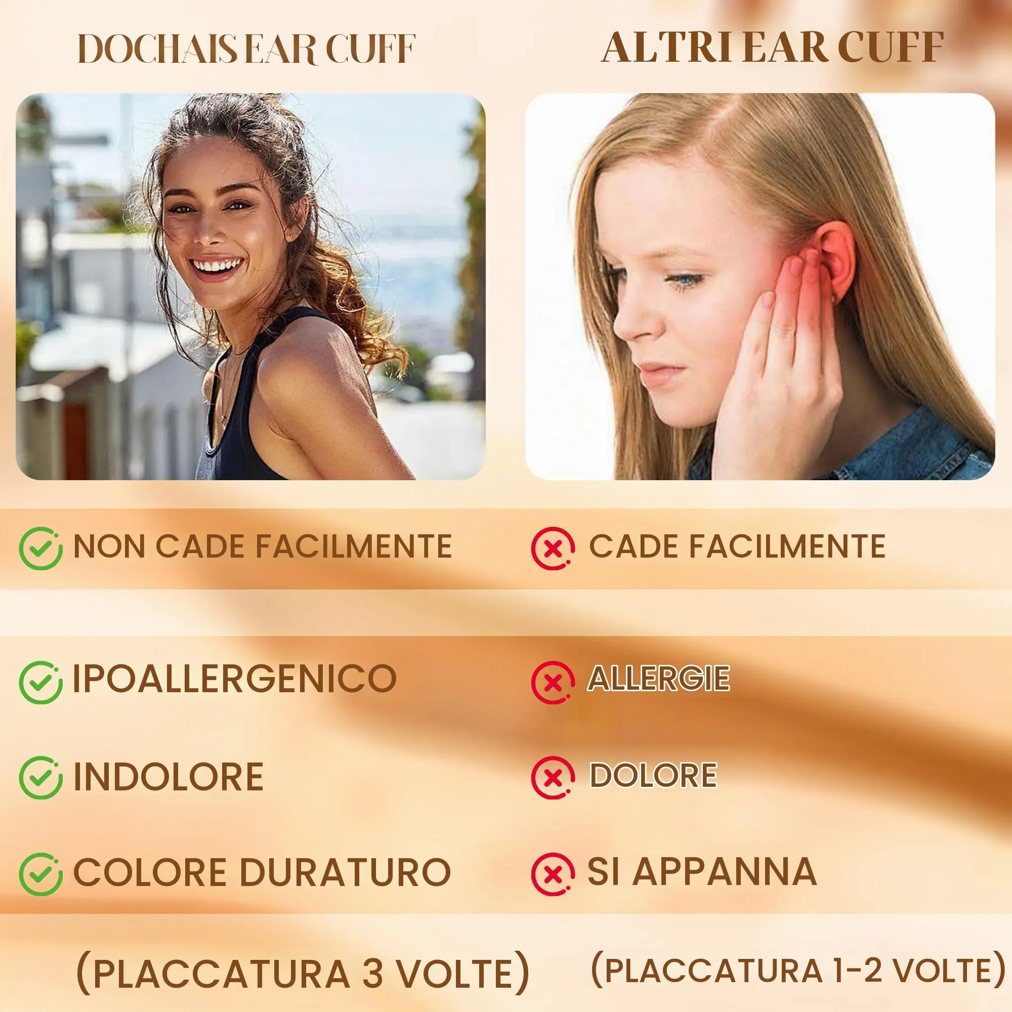 Dochais 5 Pezzi Ear Cuff Orecchini Donna Argento Color Orecchini Senza Buco Ear Cuff Orecchio Non Piercing Earcuffs Regolabile Ipoallergenici Orecchino Clip Donna per Cartilagine Finti per Ragazze - immagine 7