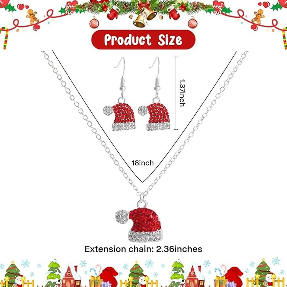 MOPQMKT Set di Gioielli Natalizi per Donn, Orecchini di Natale, Collana Natalizia Donna, Natale Gioielli Regalo, Decorazioni Natalizie per Ragazze e Donnas, Migliori Regali per Christmas e Capodanno - immagine 2