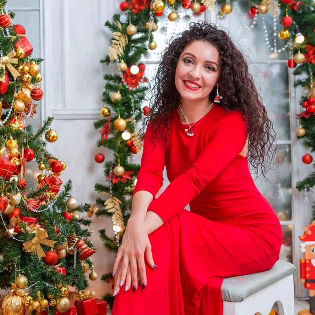 MOPQMKT Set di Gioielli Natalizi per Donn, Orecchini di Natale, Collana Natalizia Donna, Natale Gioielli Regalo, Decorazioni Natalizie per Ragazze e Donnas, Migliori Regali per Christmas e Capodanno - immagine 5