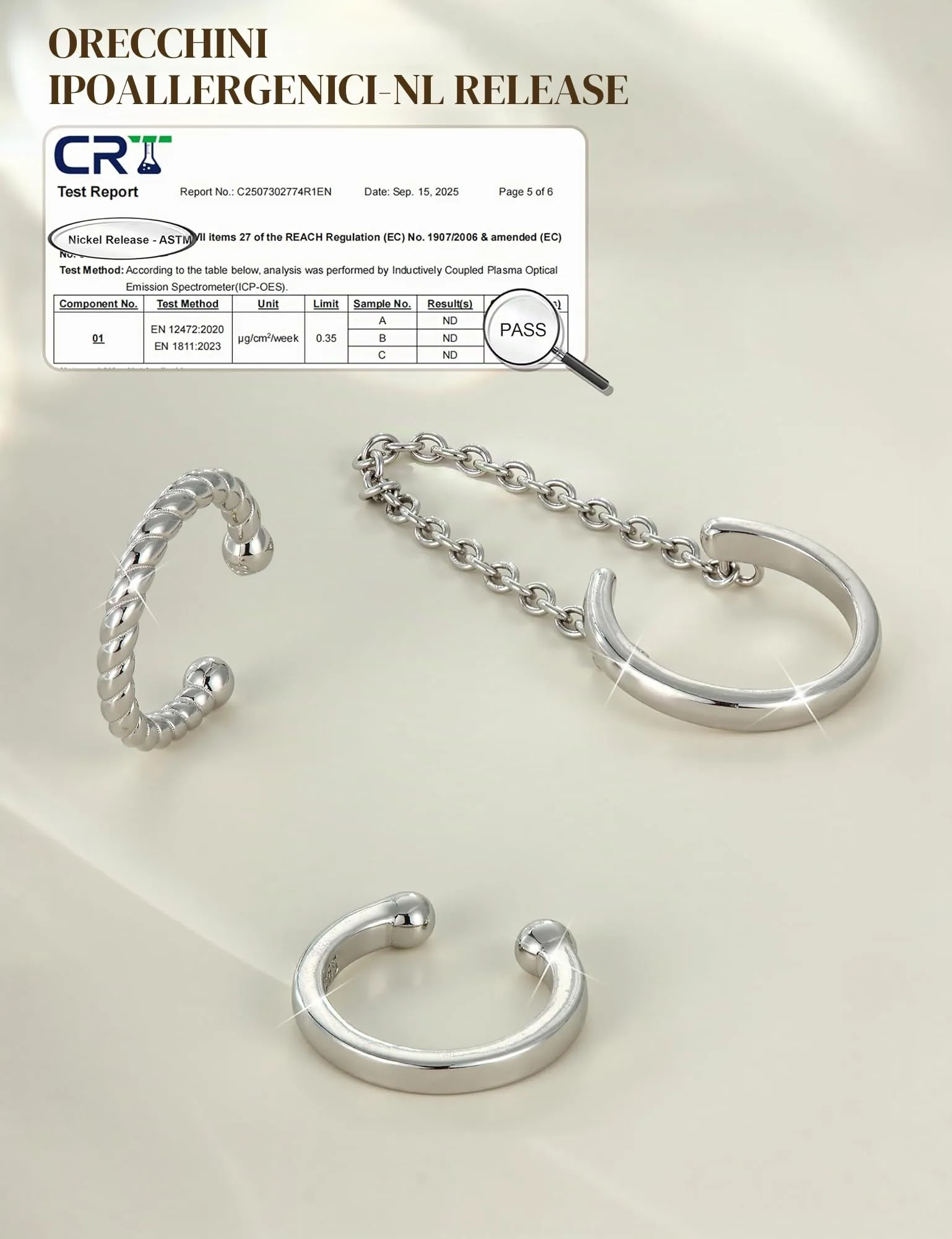Chriscoco 3Pcs Ear Cuff Argento 925 Orecchini Senza Buco Donna Regolabile - immagine 7