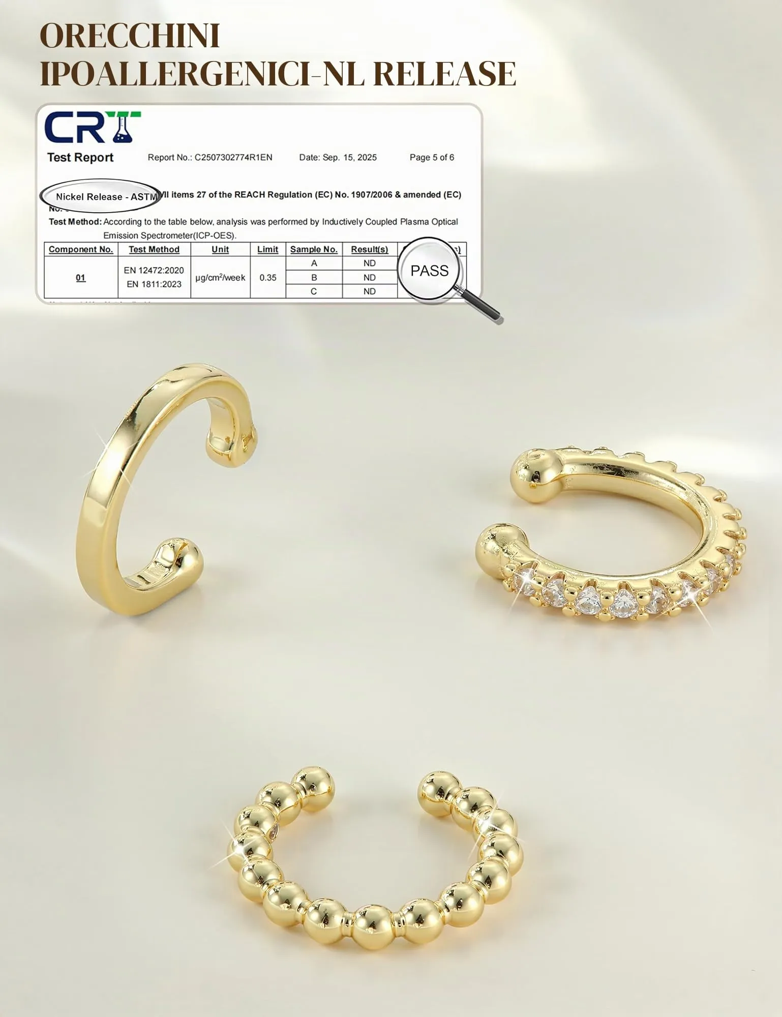 Chriscoco 3Pcs Ear Cuff Argento 925 Orecchini Senza Buco Donna Regolabile - immagine 7