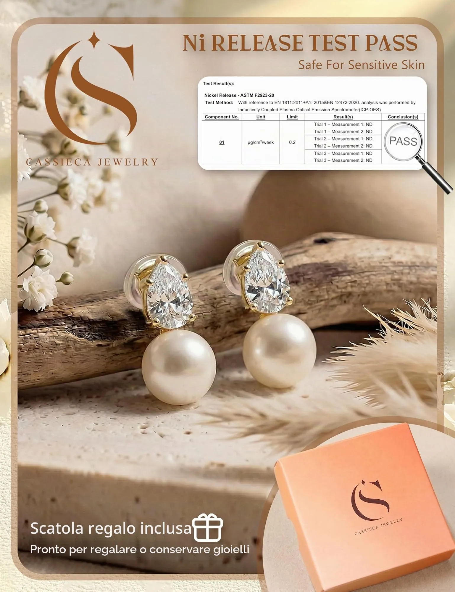 CASSIECA Orecchini Clip Donna Orecchini Shell-Perles Senza Buco per Donna - immagine 4