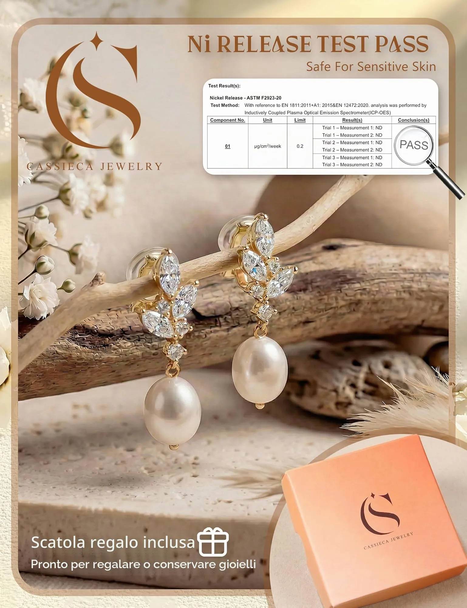 CASSIECA Orecchini Clip Donna Orecchini Shell-Perles Senza Buco per Donna - immagine 4