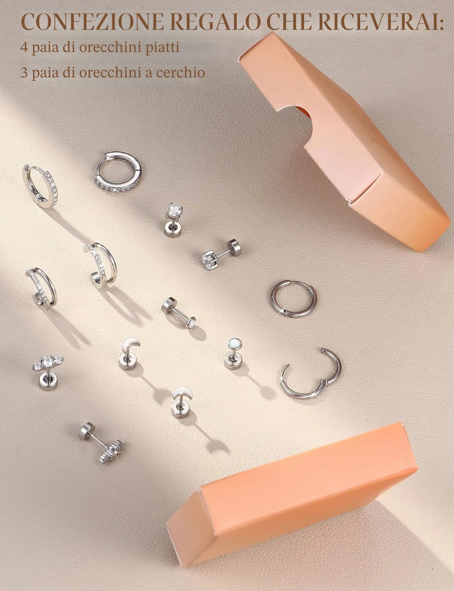 Diamday 5/7 Paia Orecchini Donna Placcato Set Orecchini - immagine 6