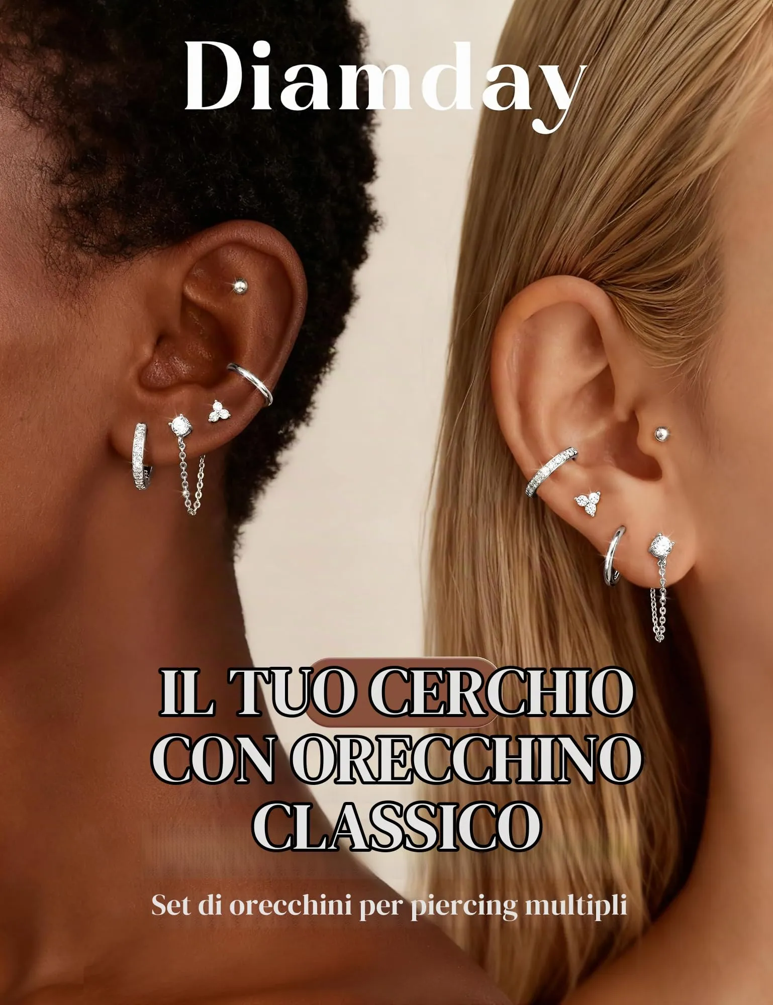 Diamday 5/7 Paia Orecchini Donna Placcato Set Orecchini - immagine 2