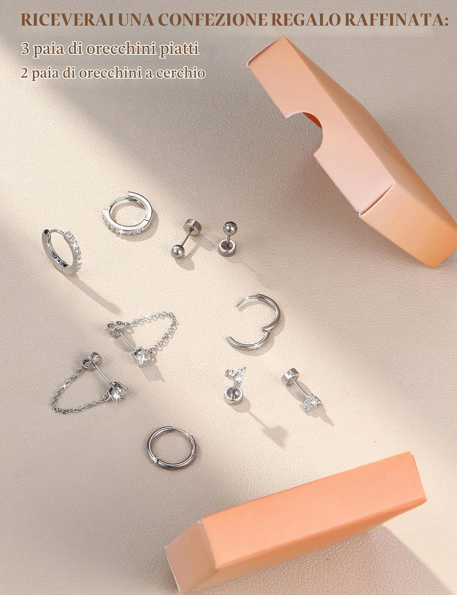 Diamday 5/7 Paia Orecchini Donna Placcato Set Orecchini - immagine 7