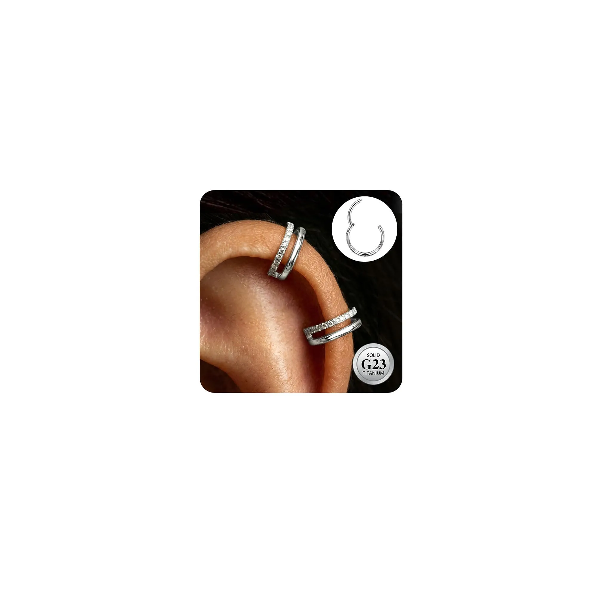 Adramata 2Pcs G23 Titanio Helix Piercing Conch Septum 16/18G 8/10MM - immagine 1
