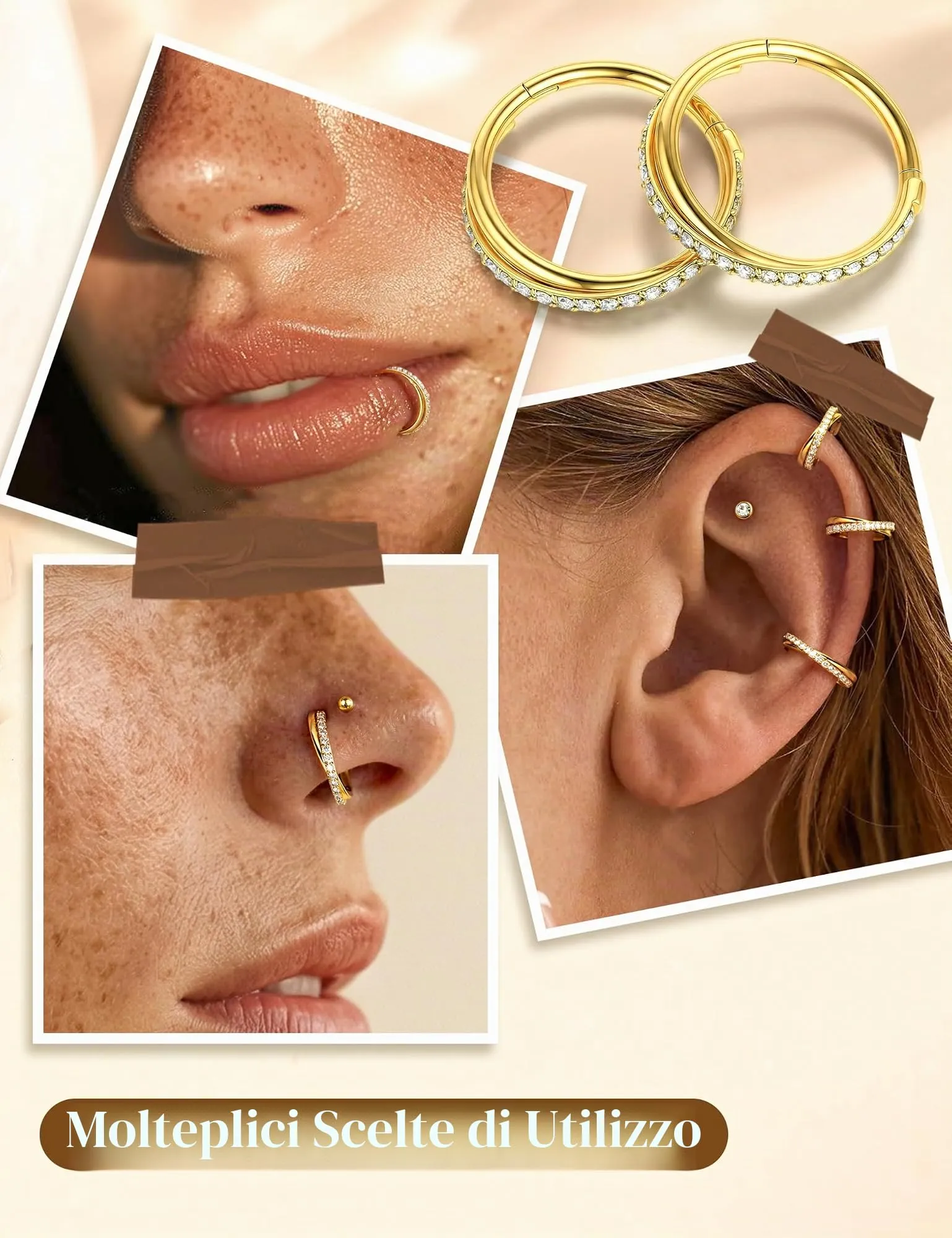 Adramata 2Pcs G23 Titanio Helix Piercing Conch Septum 16/18G 8/10MM - immagine 2