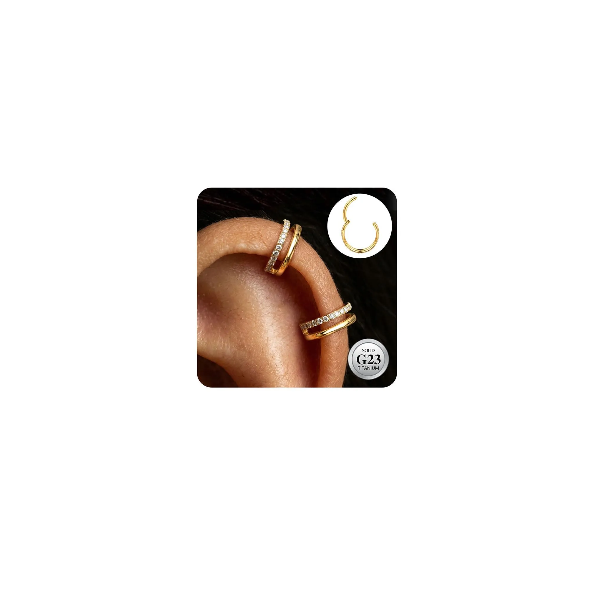 Adramata 2Pcs G23 Titanio Helix Piercing Conch Septum 16/18G 8/10MM - immagine 1