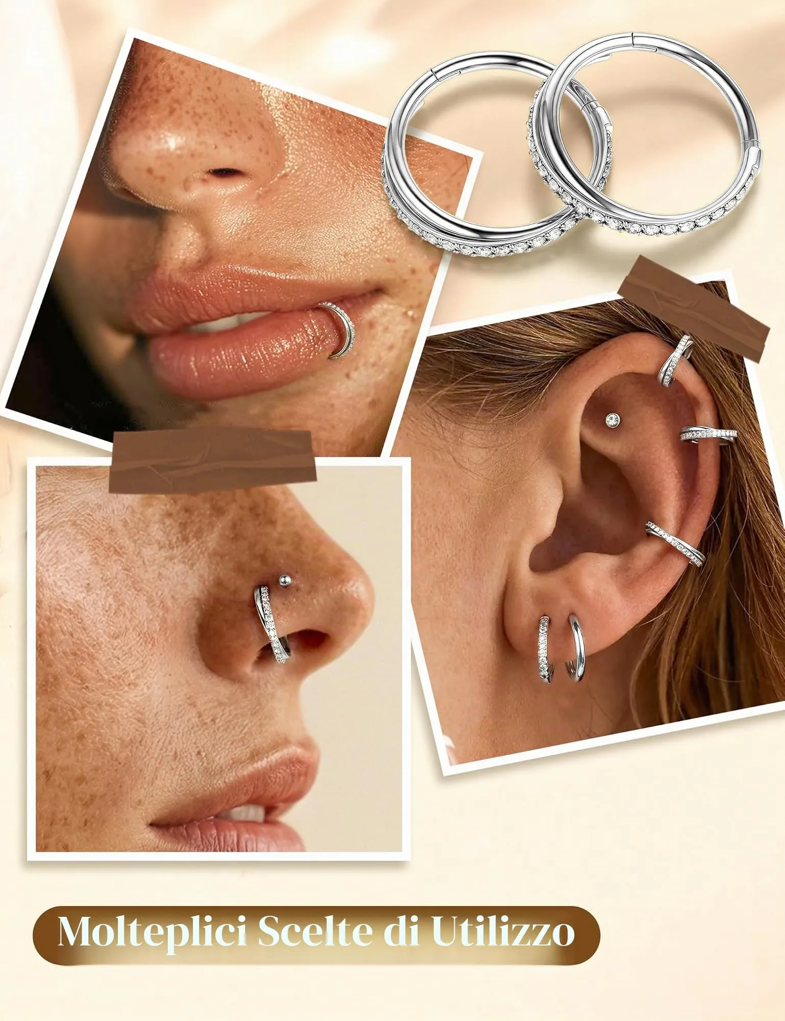 Adramata 2Pcs G23 Titanio Helix Piercing Conch Septum 16/18G 8/10MM - immagine 2