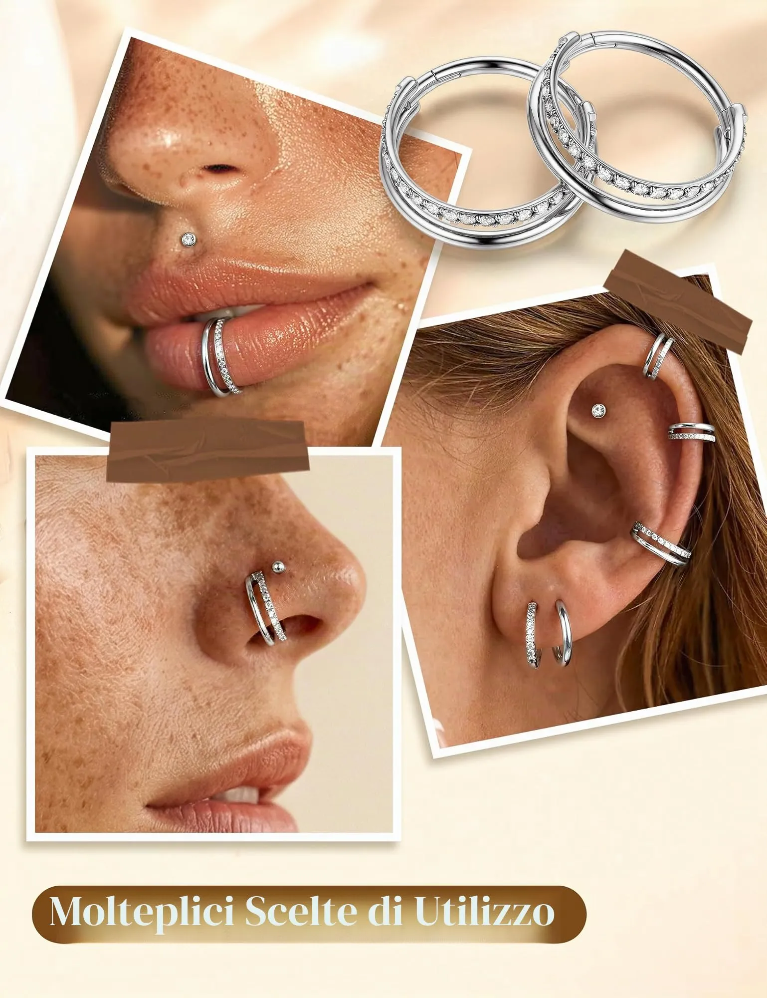 Adramata 2Pcs G23 Titanio Helix Piercing Conch Septum 16/18G 8/10MM - immagine 2