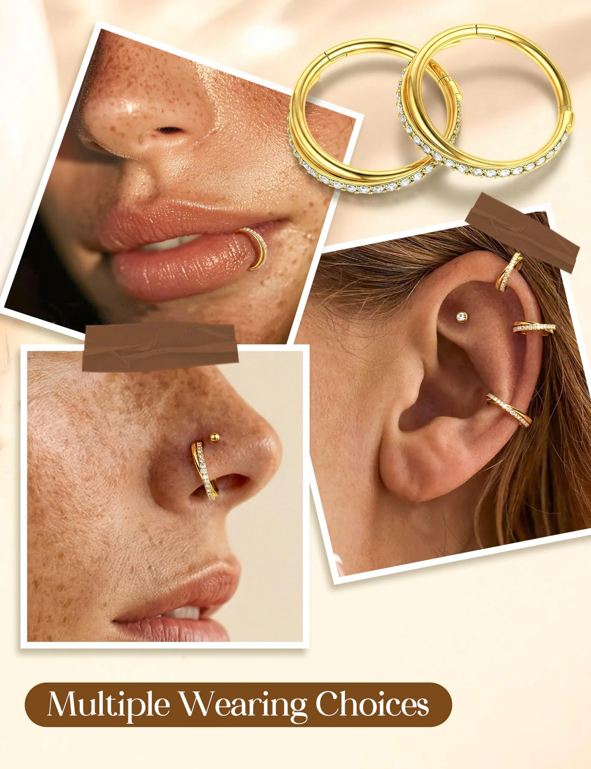 Adramata 2Pcs G23 Titanio Helix Piercing Conch Septum 16/18G 8/10MM - immagine 2
