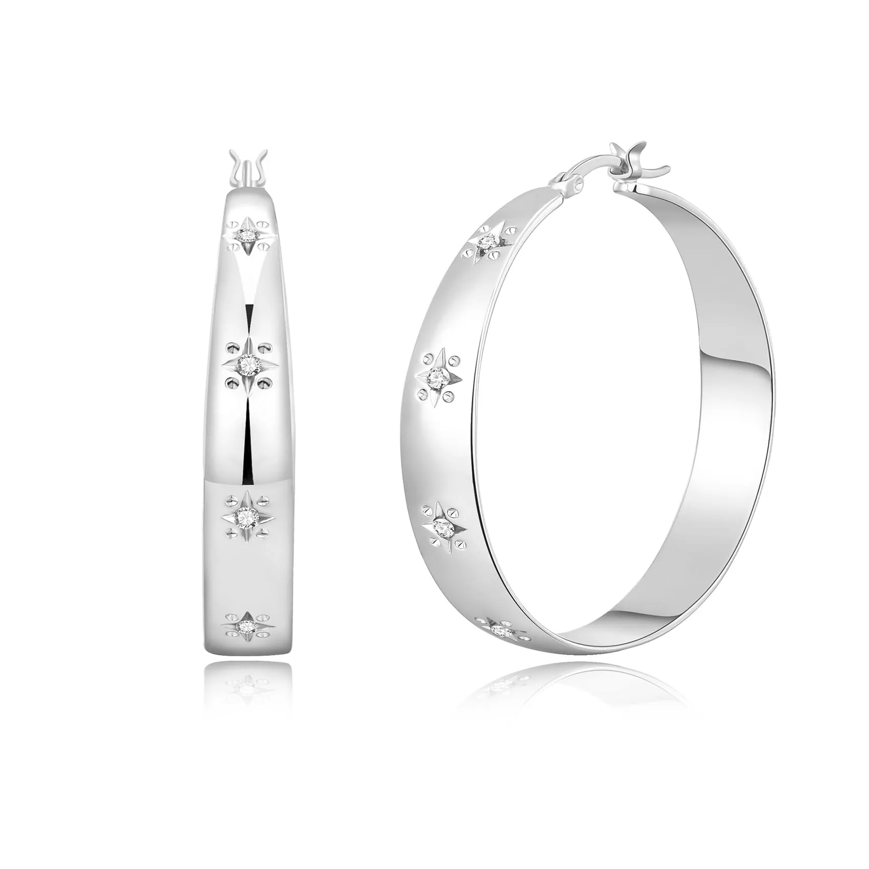 RANKEEF 8MM Orecchini Cerchio In Argento Placcato Ipoallergenico Per Donna - immagine 1