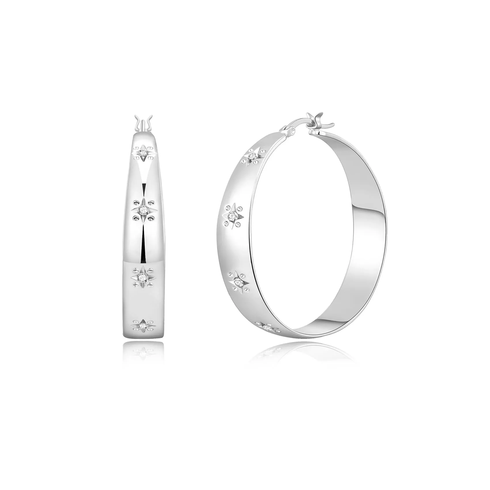 RANKEEF 8MM Orecchini Cerchio In Argento Placcato Ipoallergenico Per Donna - immagine 1
