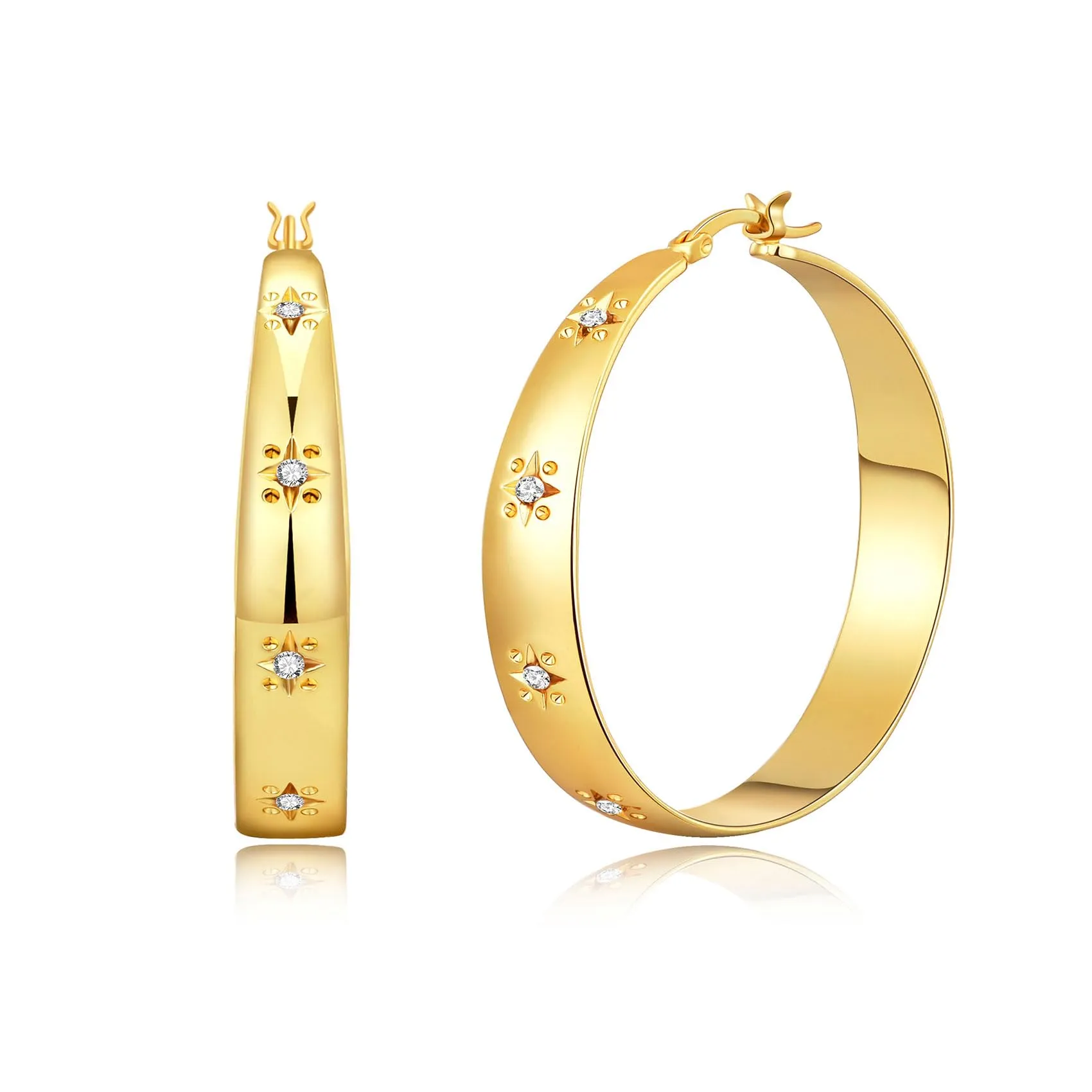 RANKEEF 8MM Orecchini A Cerchio Grandi In Oro Placcato Ipoallergenici Per - immagine 1