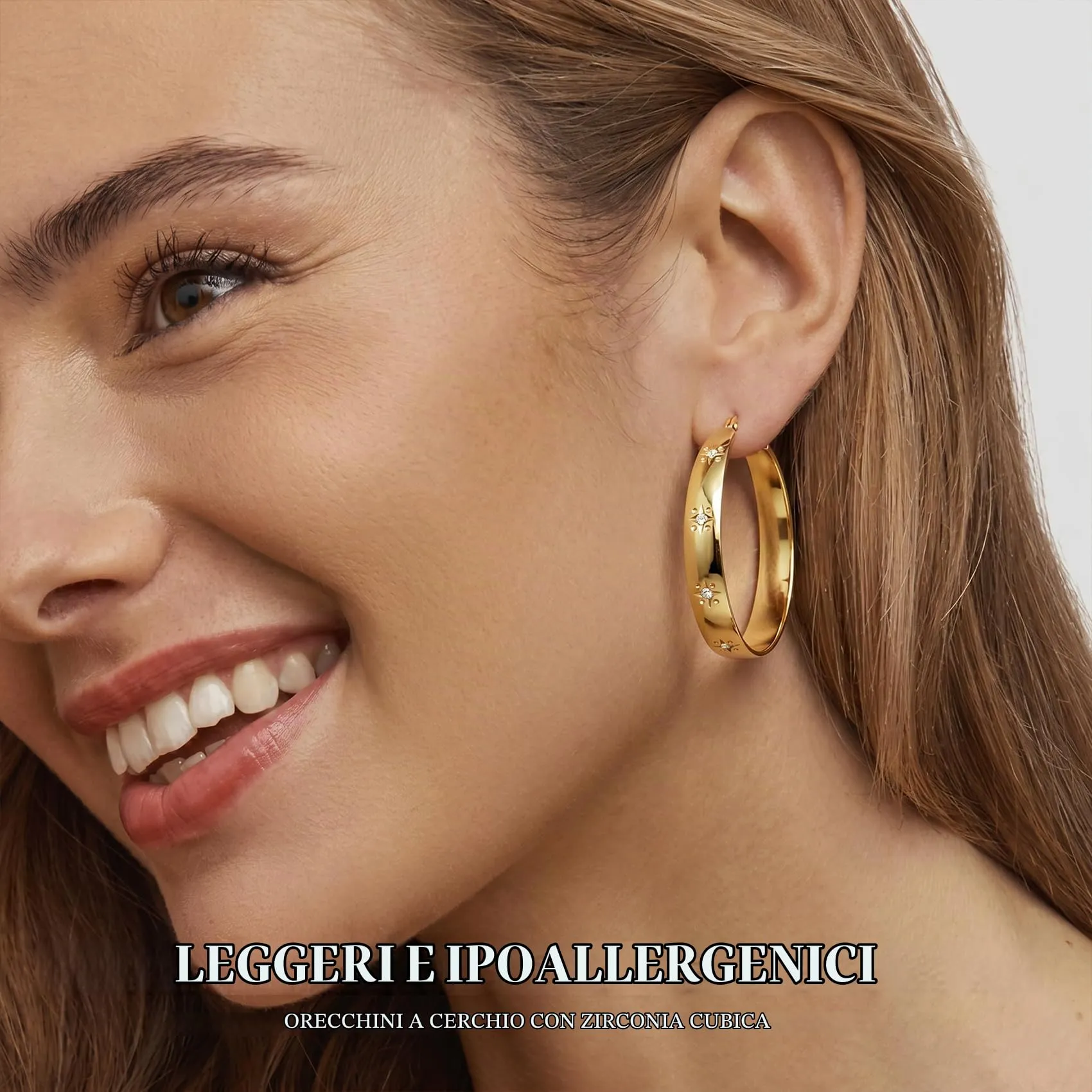 RANKEEF 8MM Orecchini A Cerchio Grandi In Oro Placcato Ipoallergenici Per - immagine 3