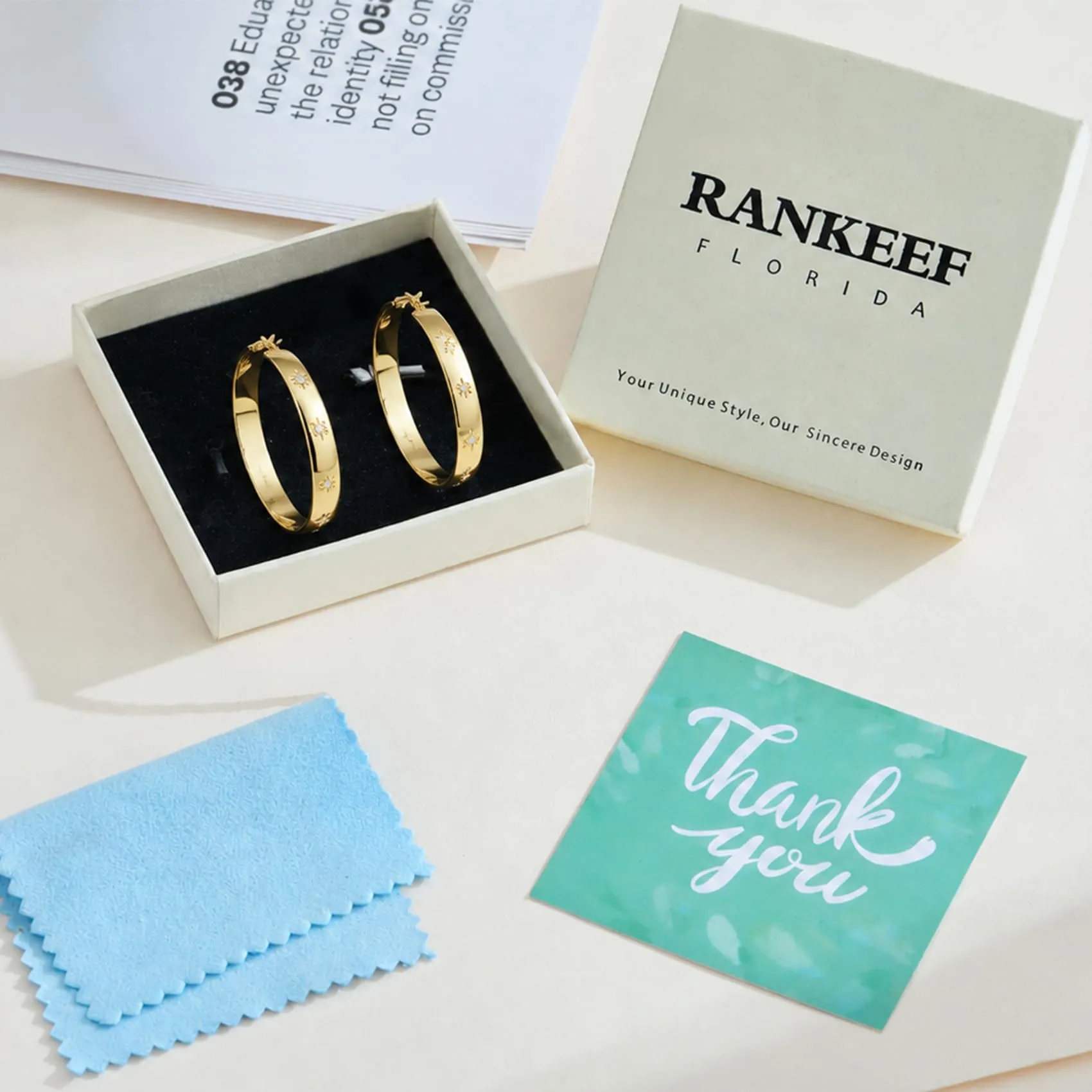 RANKEEF 8MM Orecchini A Cerchio Grandi In Oro Placcato Ipoallergenici Per - immagine 7