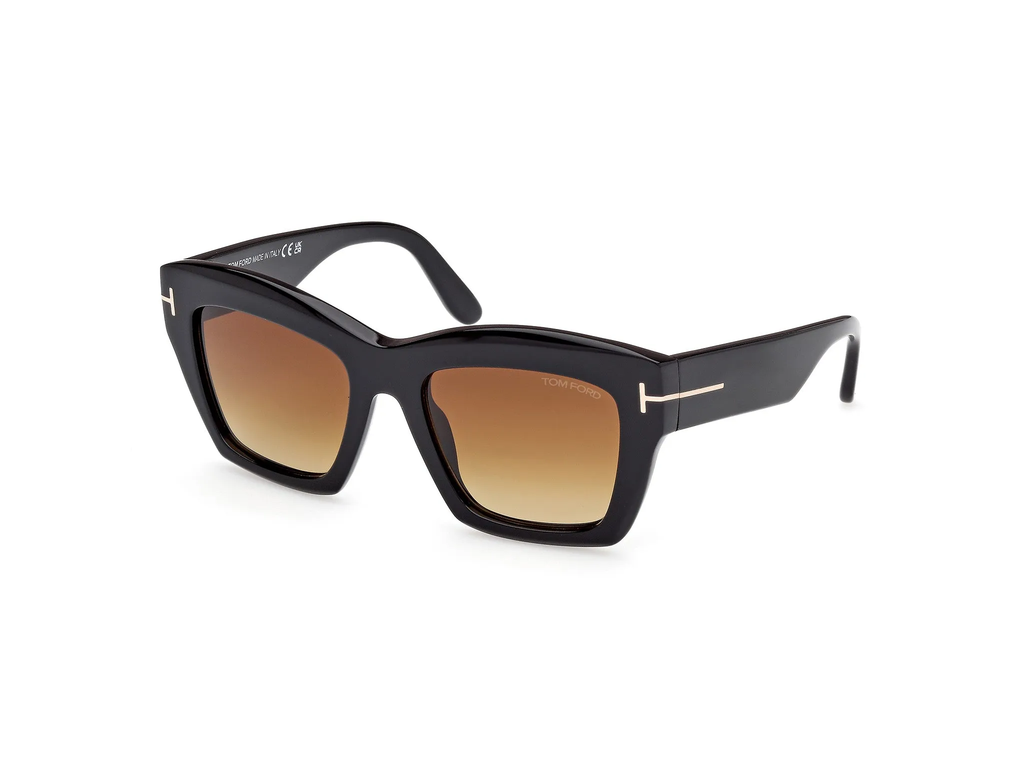 TOM FORD FT1191 LUNA 01F Occhiali da sole Acetato Nero Marrone Farfalla Normale Sfumato - immagine 1
