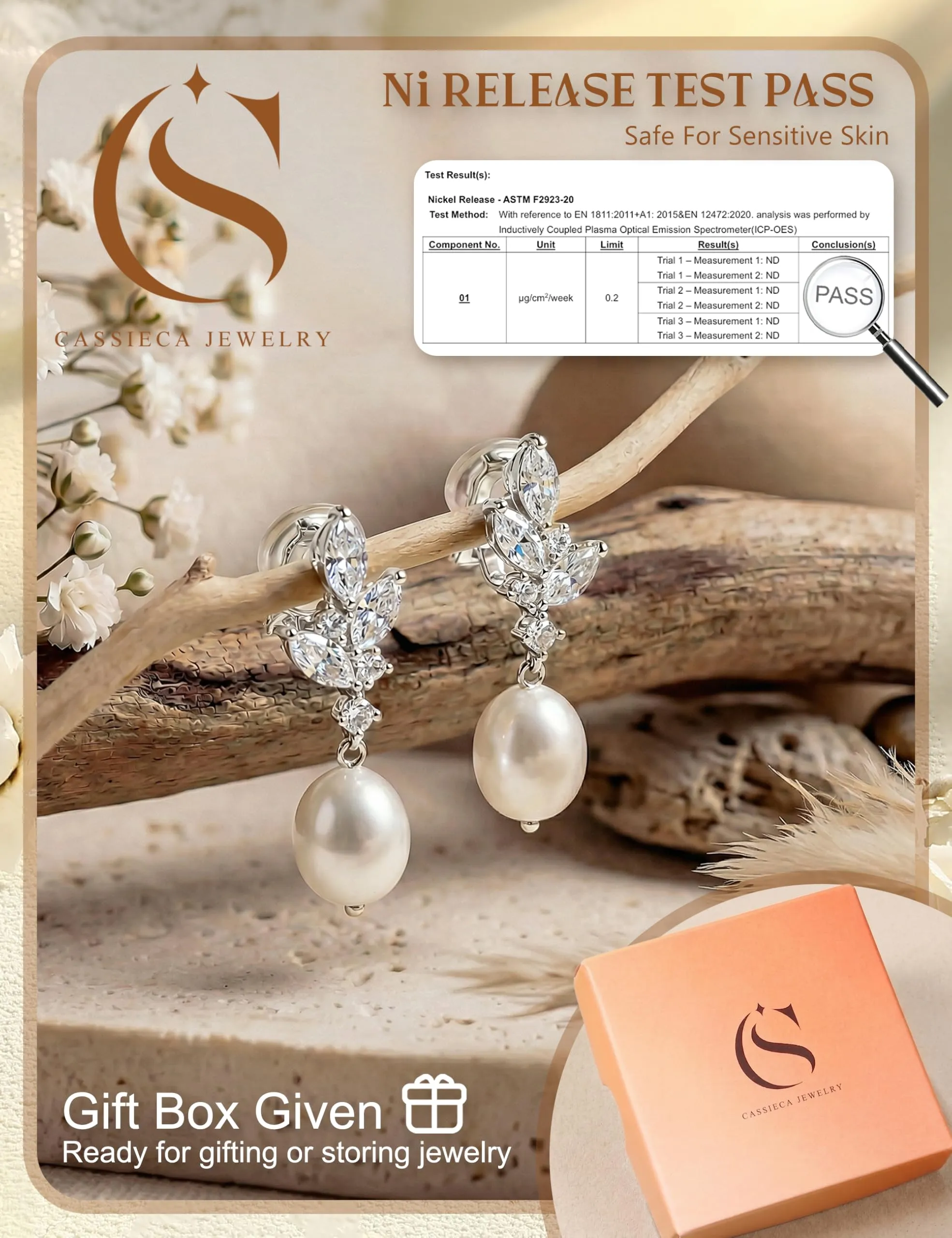 CASSIECA Orecchini Clip Donna Orecchini Shell-Perles Senza Buco per Donna - immagine 4