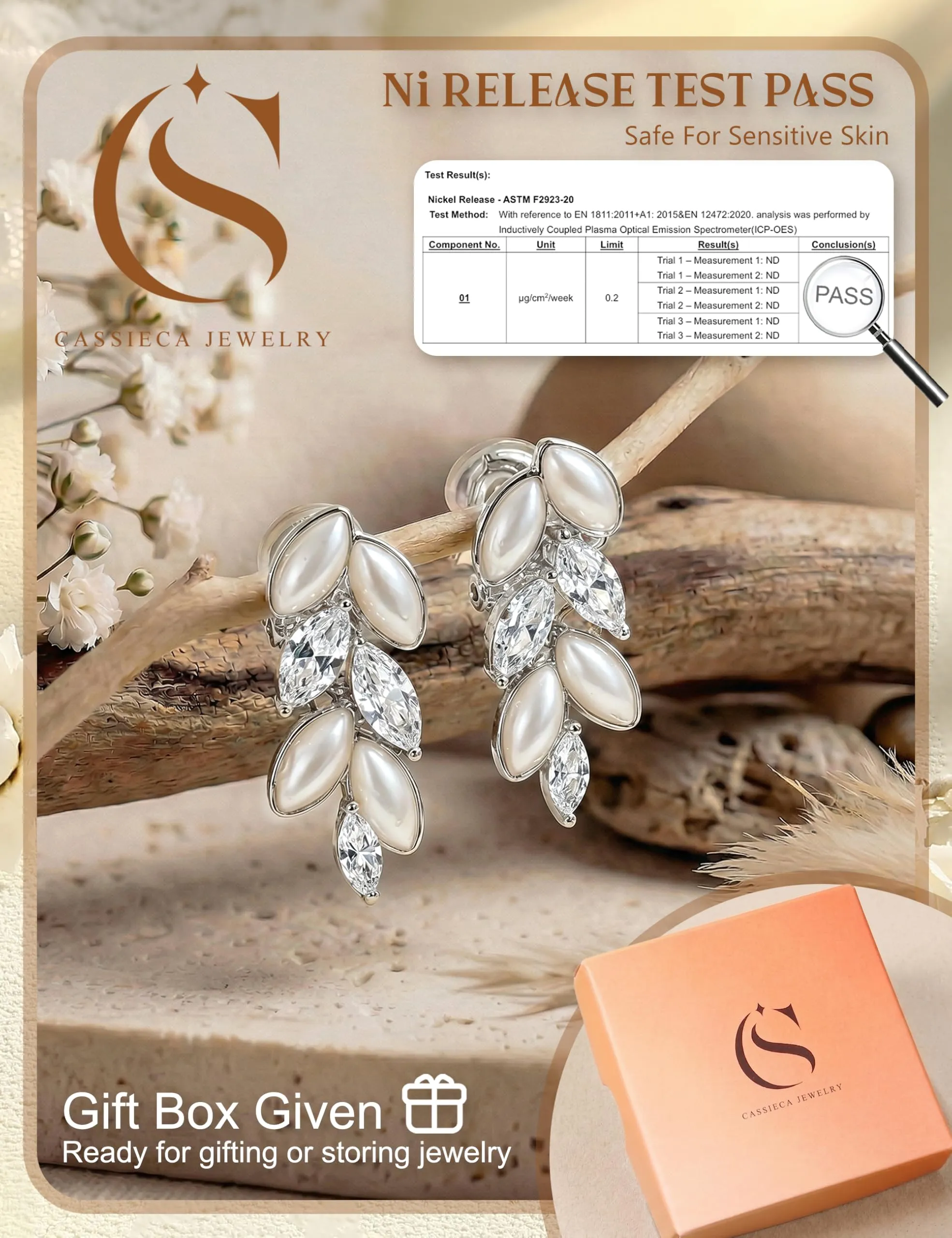 CASSIECA Orecchini Clip Donna Orecchini Shell-Perles Senza Buco per Donna - immagine 4