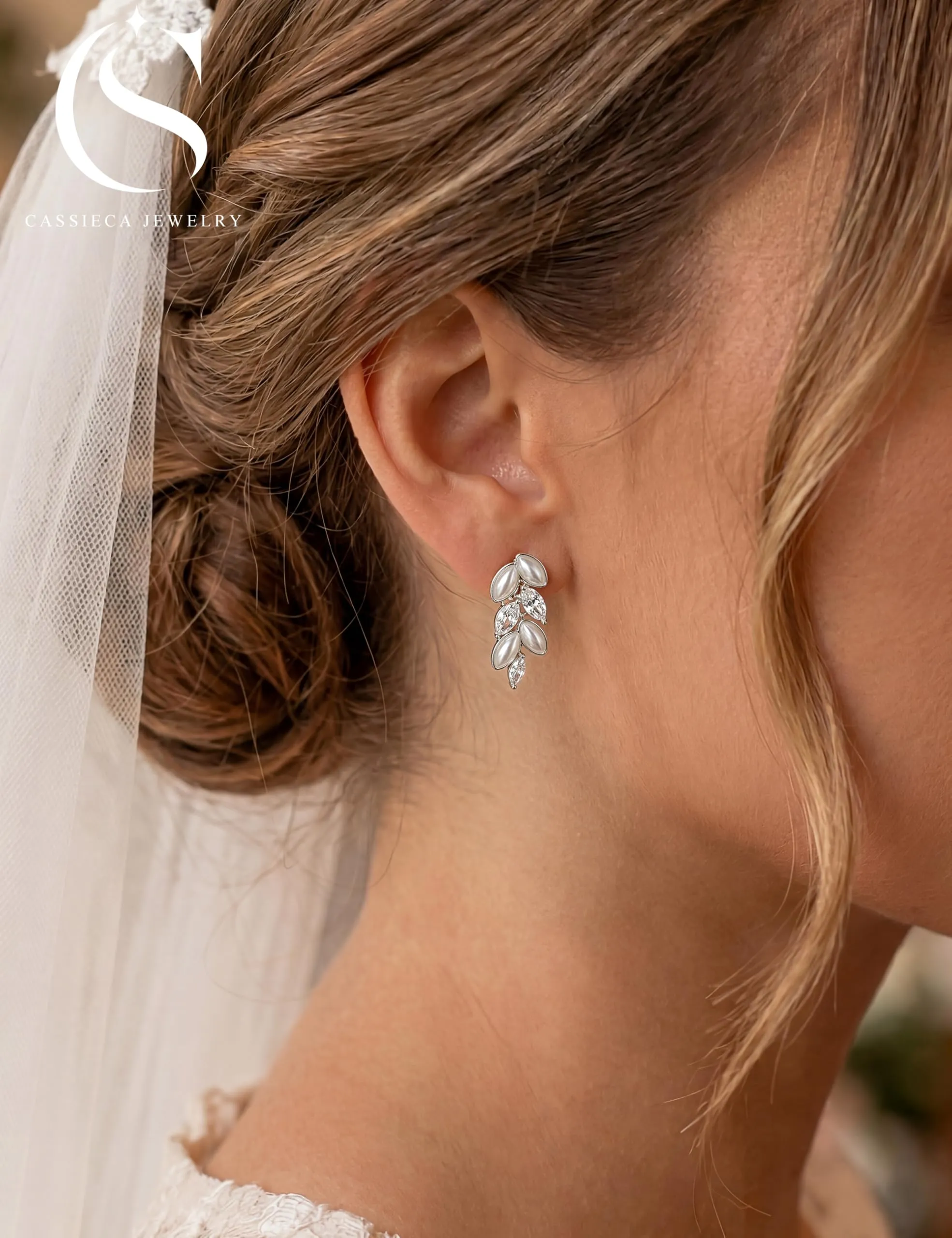 CASSIECA Orecchini Clip Donna Orecchini Shell-Perles Senza Buco per Donna - immagine 5