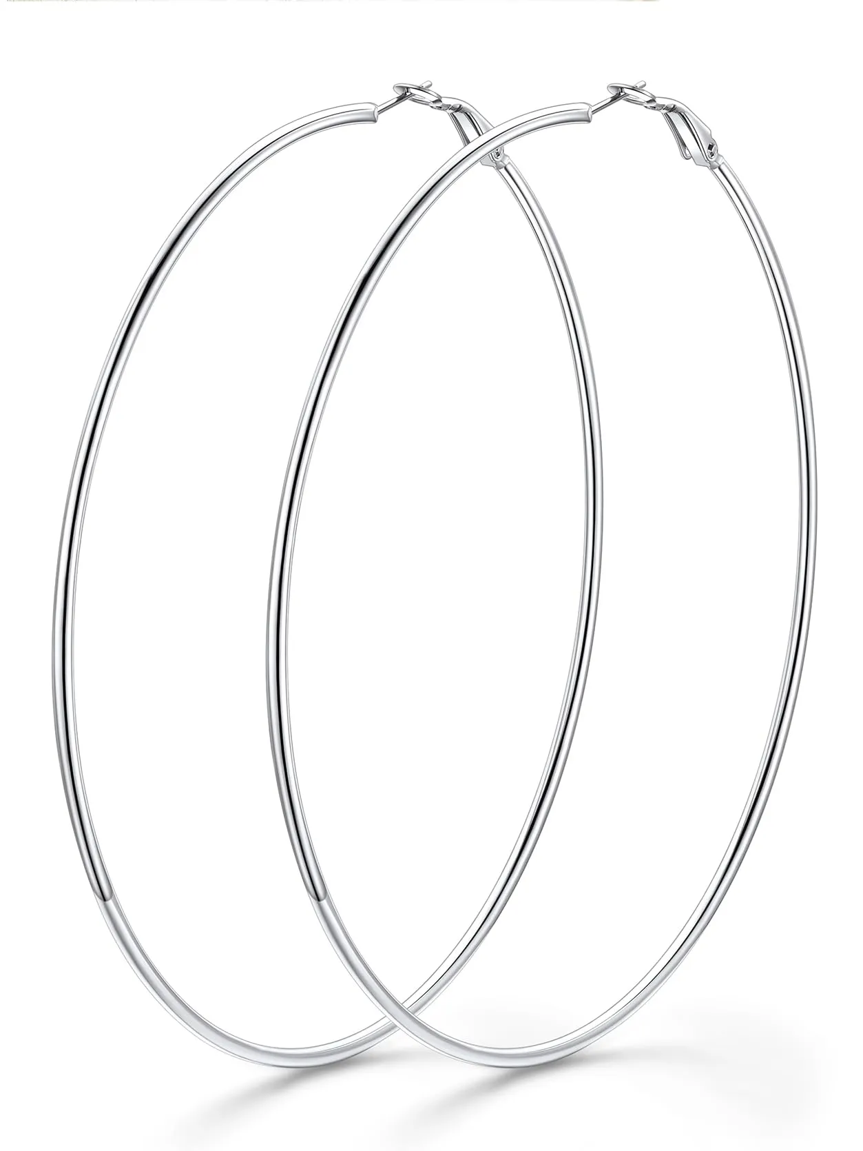 GoldChic Orecchini Cerchio Grande 100mm Argento in Acciaio Inox - immagine 1
