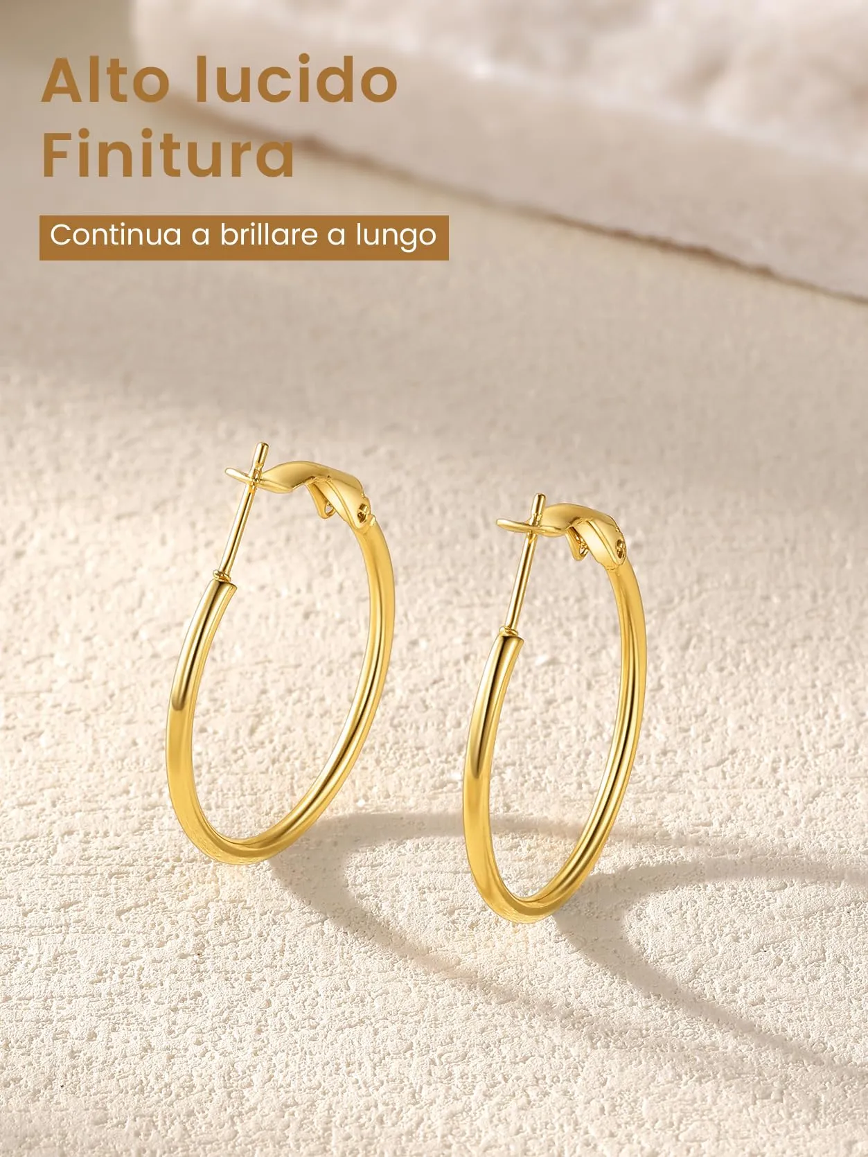 GoldChic Orecchini Cerchio Piccolo 30mm Oro in Acciaio Inox - immagine 7
