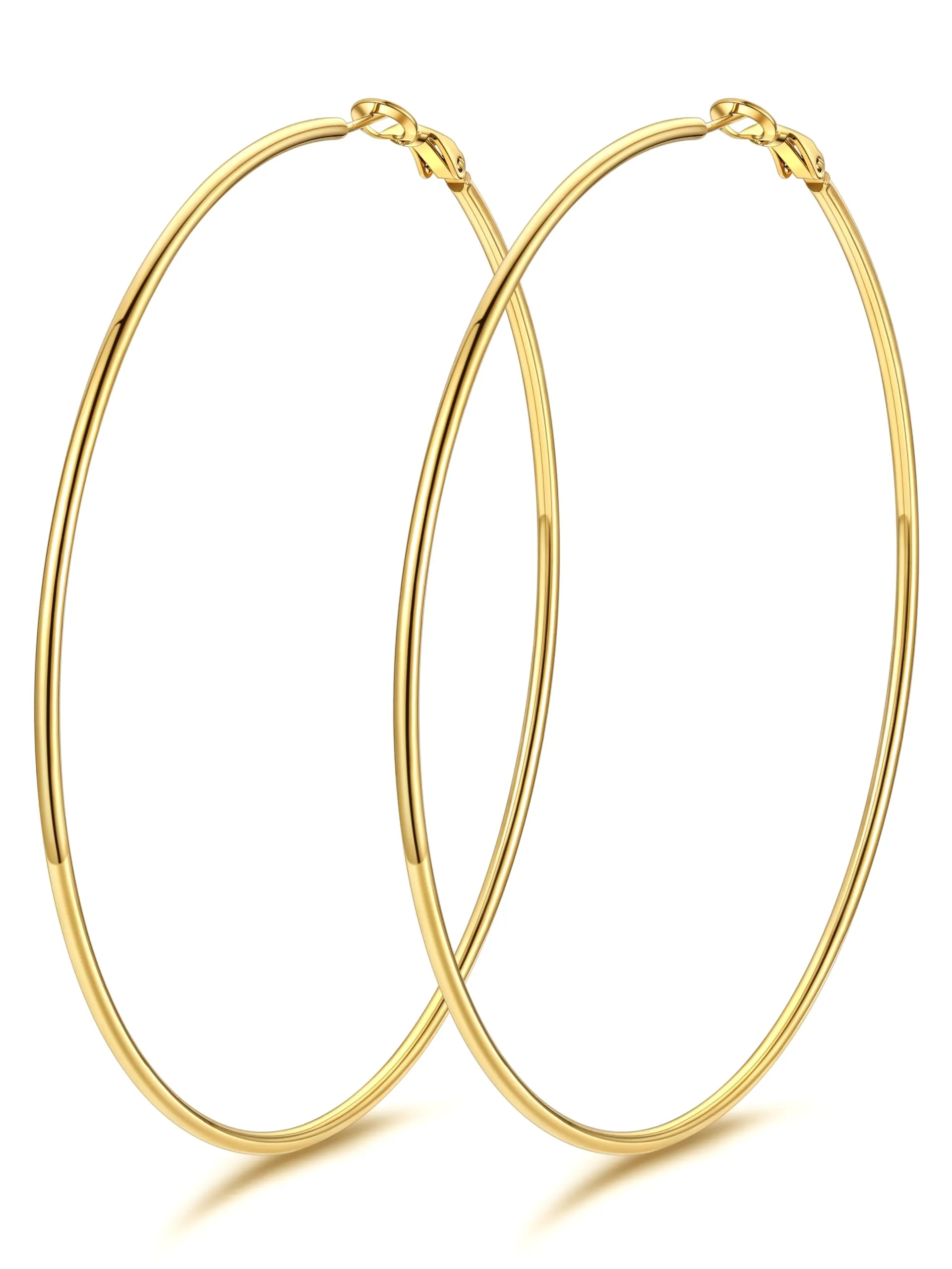 GoldChic Orecchini Cerchio Grande 90mm Oro in Acciaio Inox - immagine 1