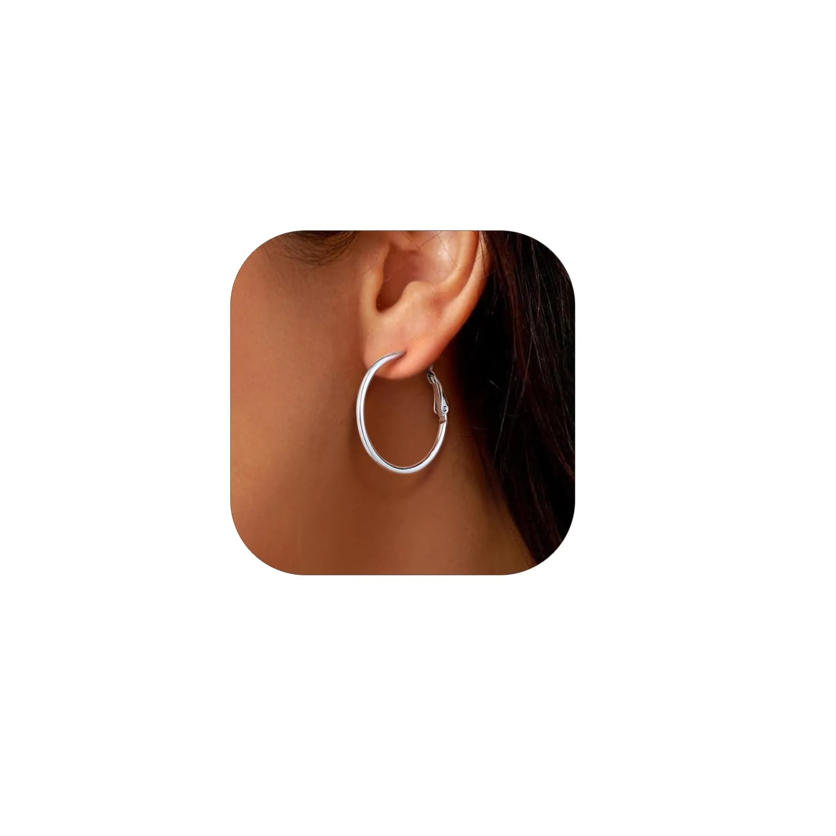 GoldChic Orecchini Cerchio Piccolo 30mm Argento in Acciaio Inox - immagine 1