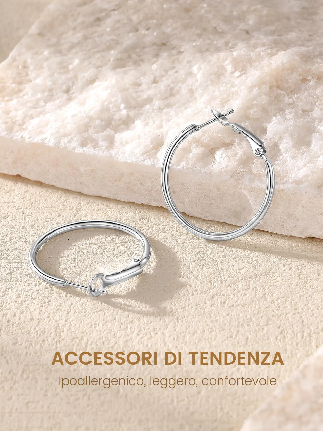 GoldChic Orecchini Cerchio Piccolo 30mm Argento in Acciaio Inox - immagine 5