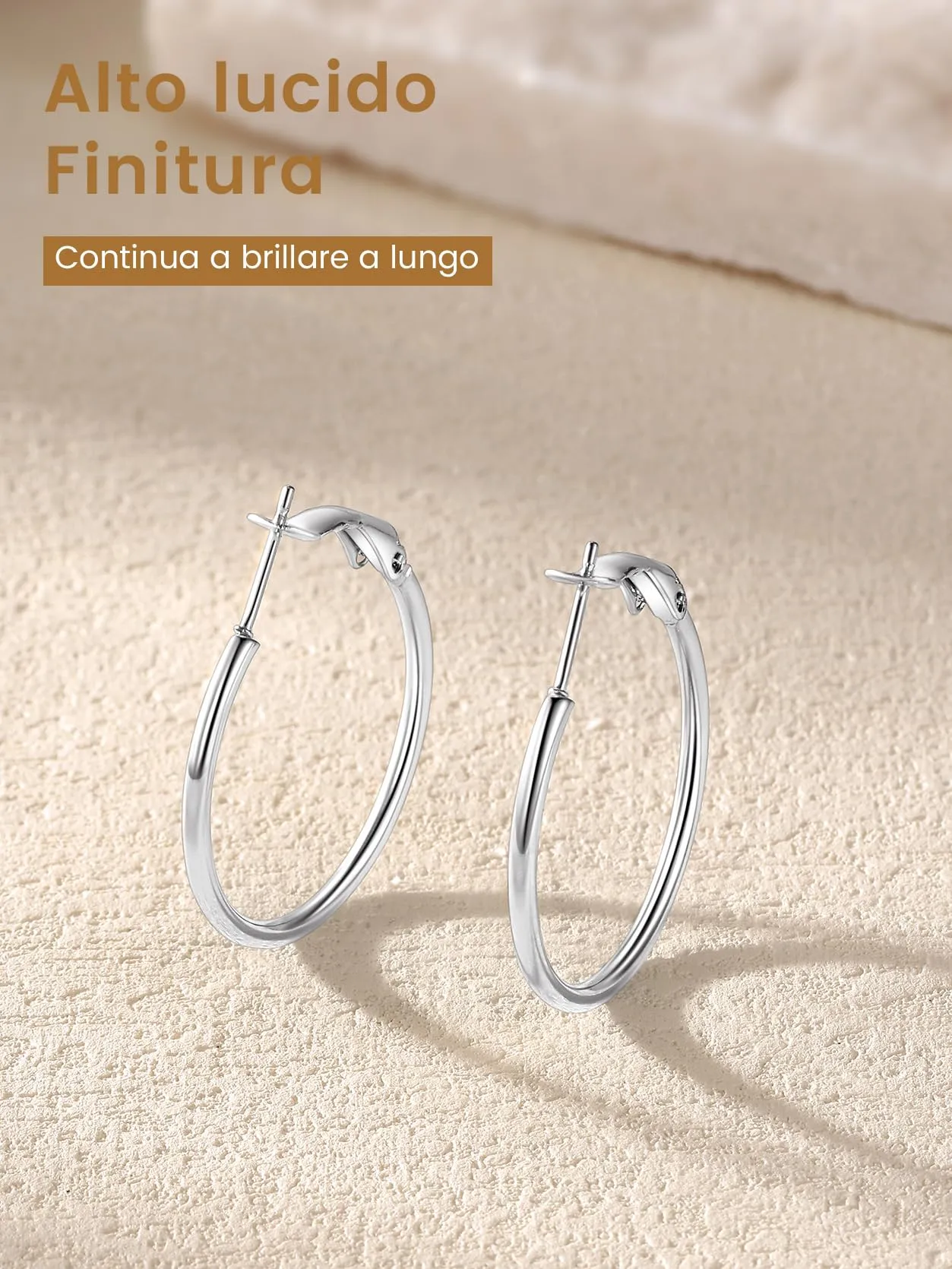 GoldChic Orecchini Cerchio Piccolo 30mm Argento in Acciaio Inox - immagine 6