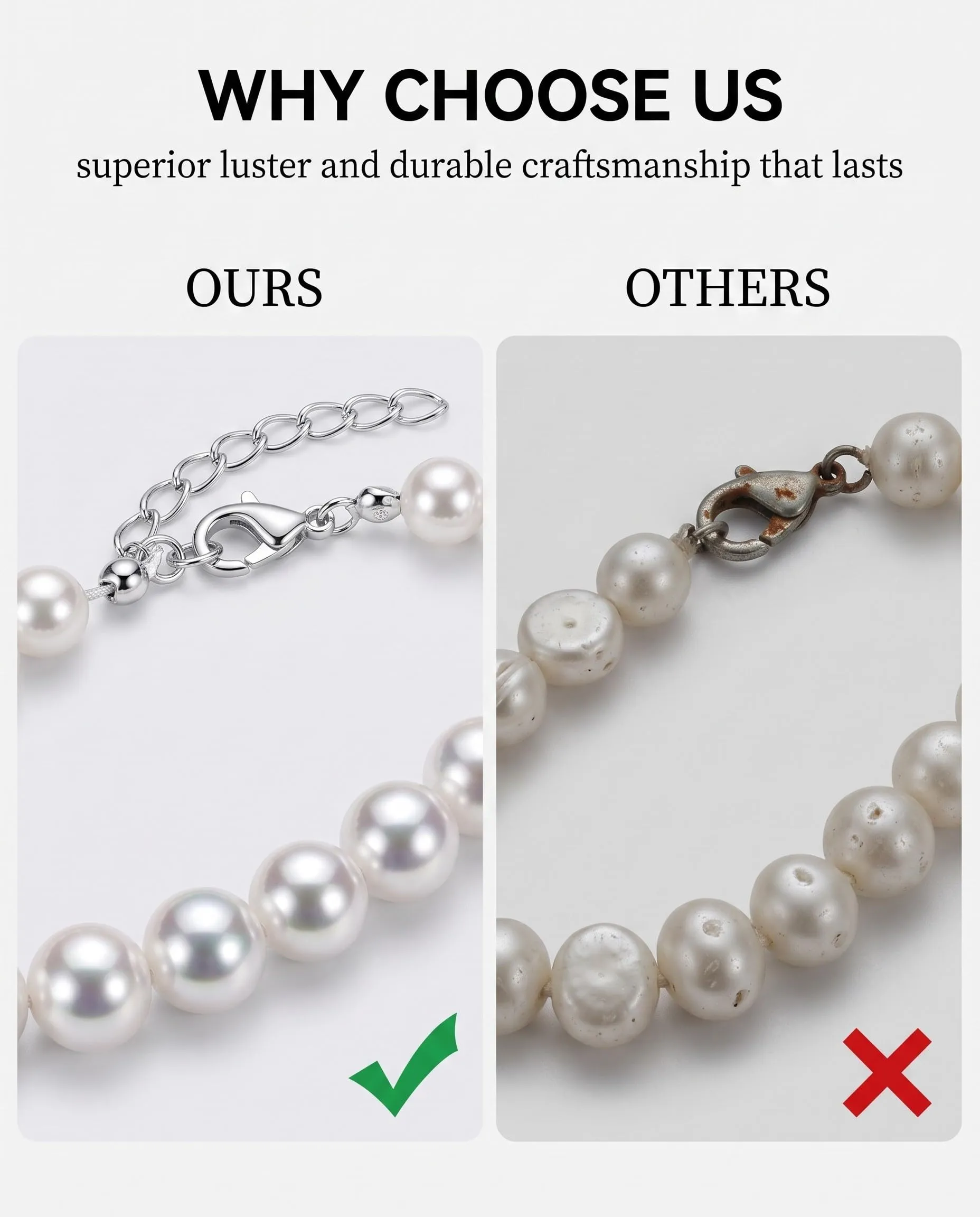 GVOXIS Set di 6 perline finte, collana con perle artificiali, set di orecchini da donna, regalo per compleanni, anniversari, San Valentino, festa della mamma, fidanzamento, matrimonio (bianco) - immagine 6