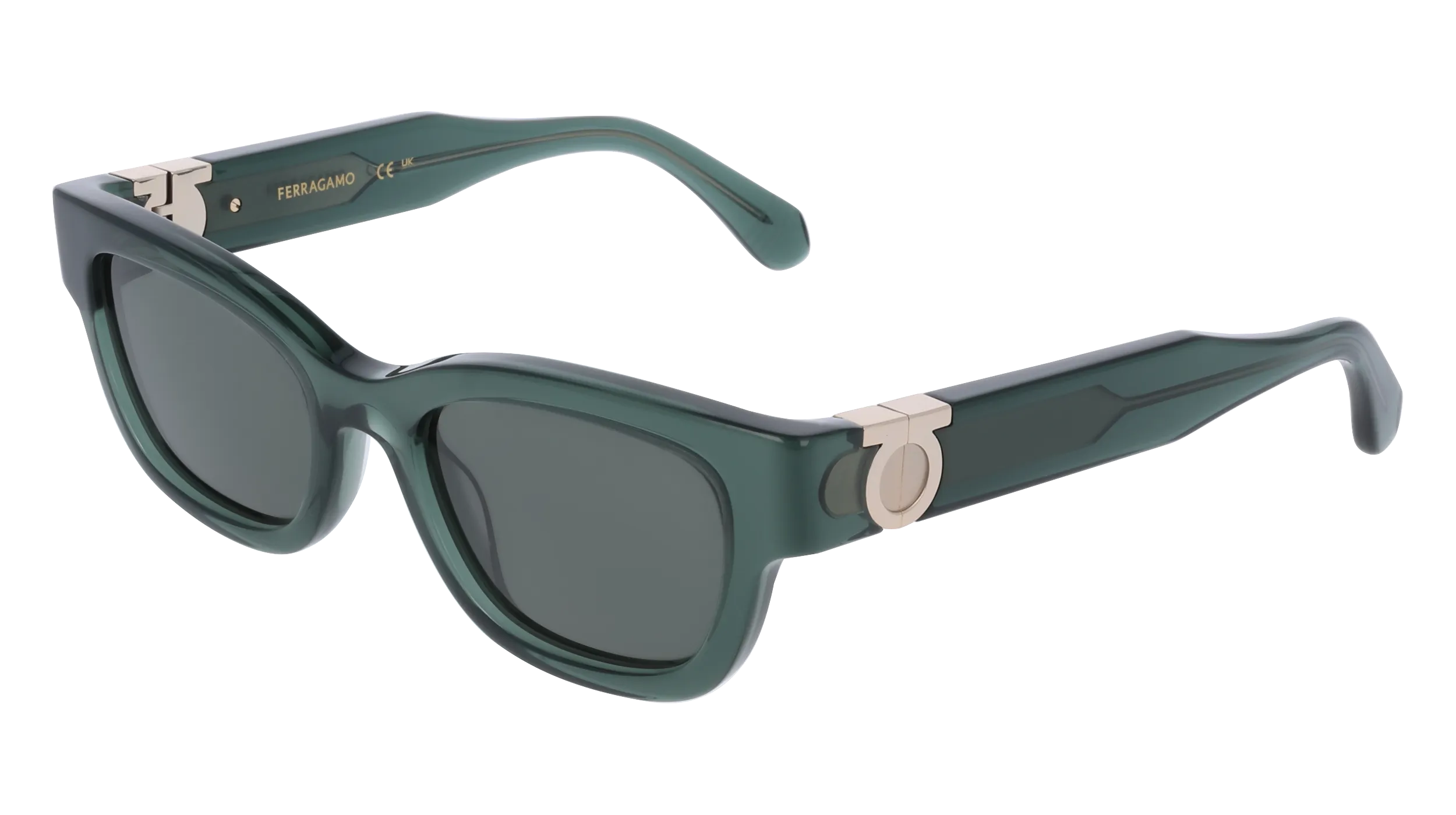 Ferragamo SF2067S 317 Occhiali da sole Acetato Verde Squadrata Normale - immagine 1