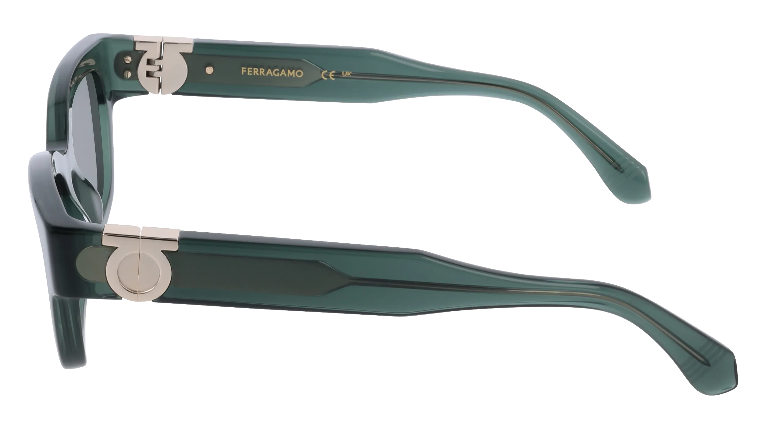 Ferragamo SF2067S 317 Occhiali da sole Acetato Verde Squadrata Normale - immagine 3