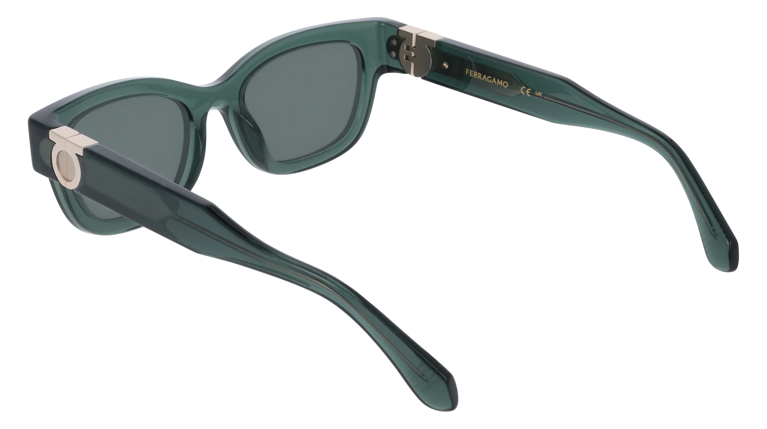 Ferragamo SF2067S 317 Occhiali da sole Acetato Verde Squadrata Normale - immagine 4