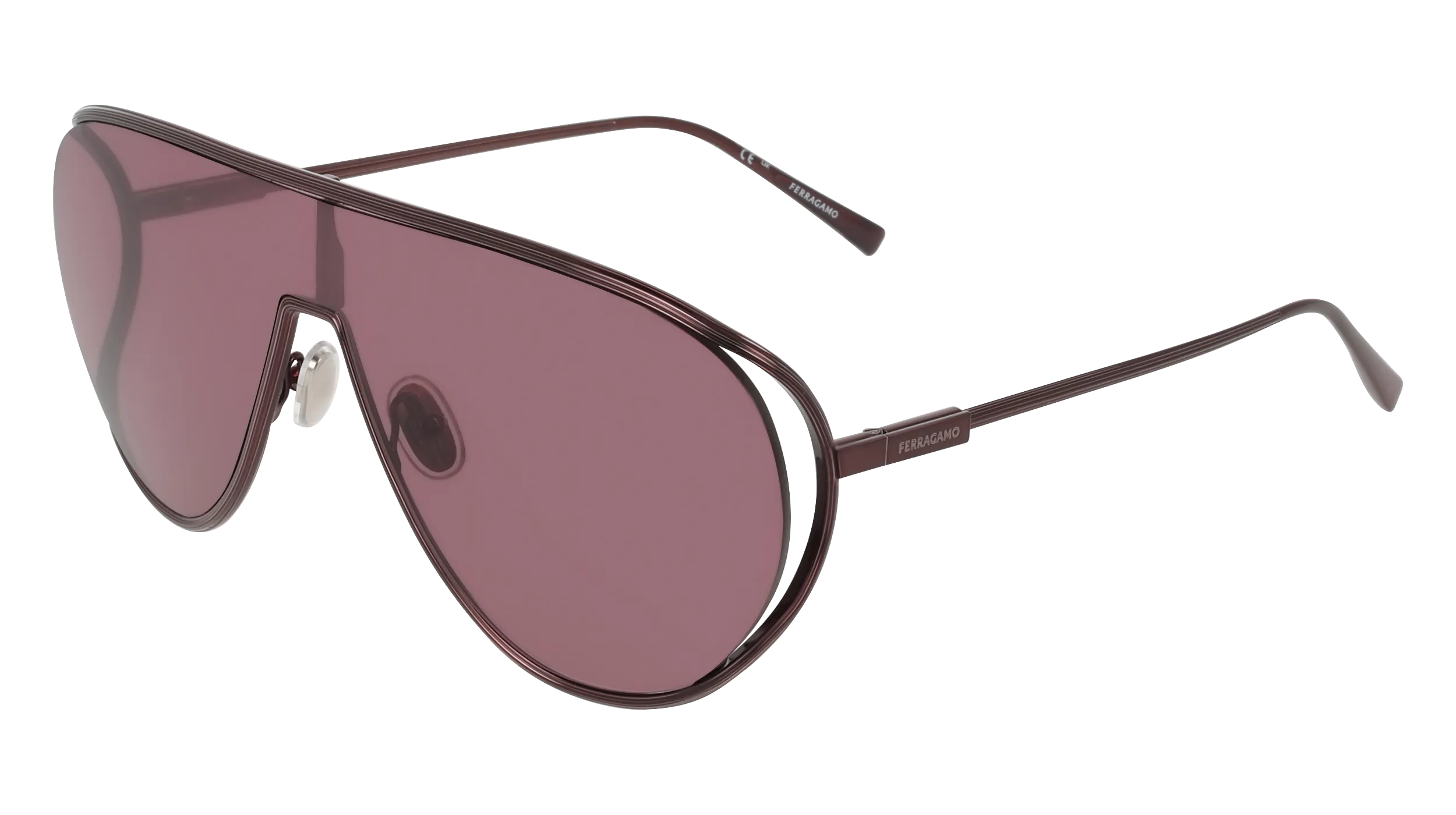 Ferragamo SF323S 601 Occhiali da sole Metallo Bordeaux Pilot Normale - immagine 1